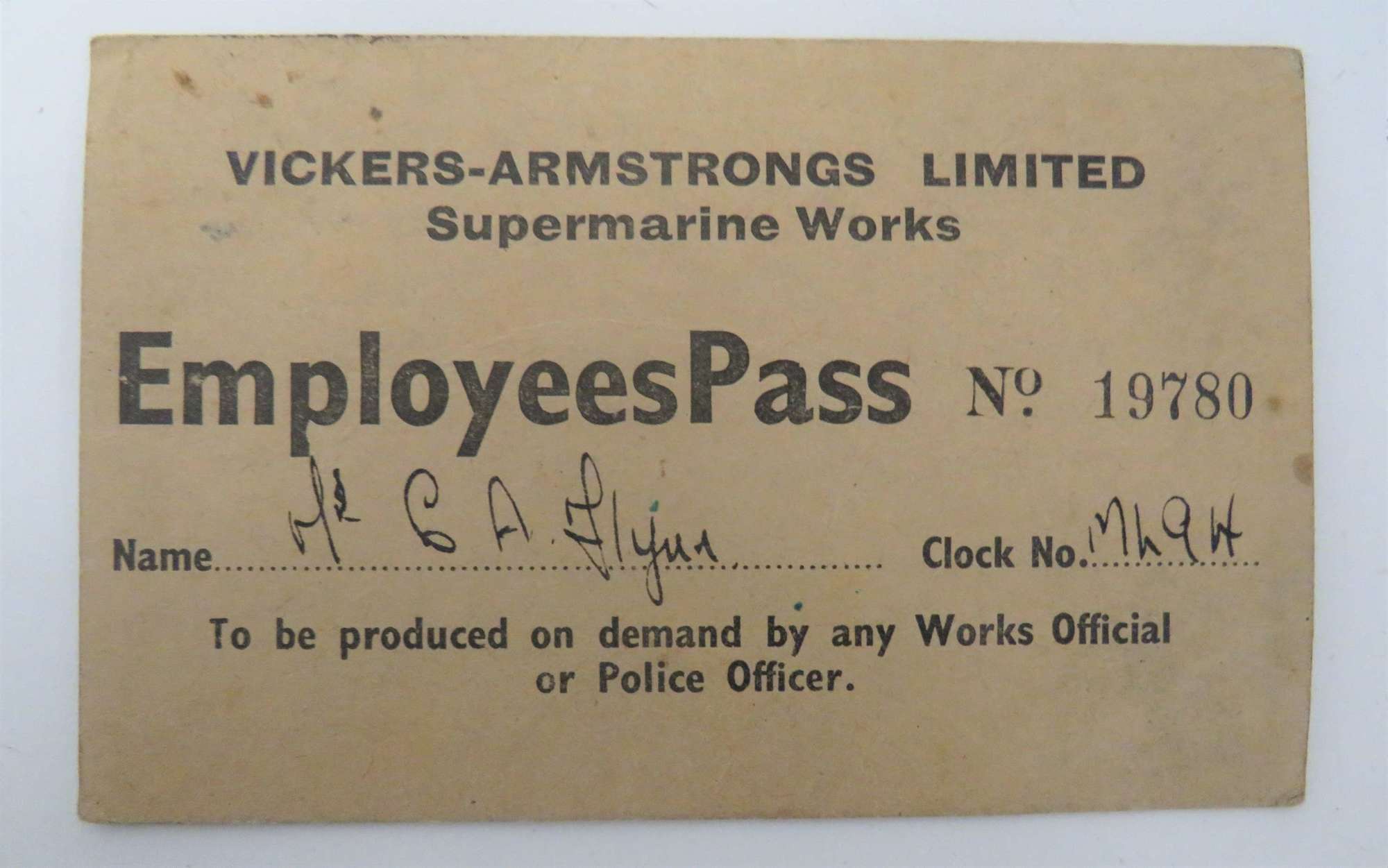WW2 Vickers-Armstrong Factory Pass