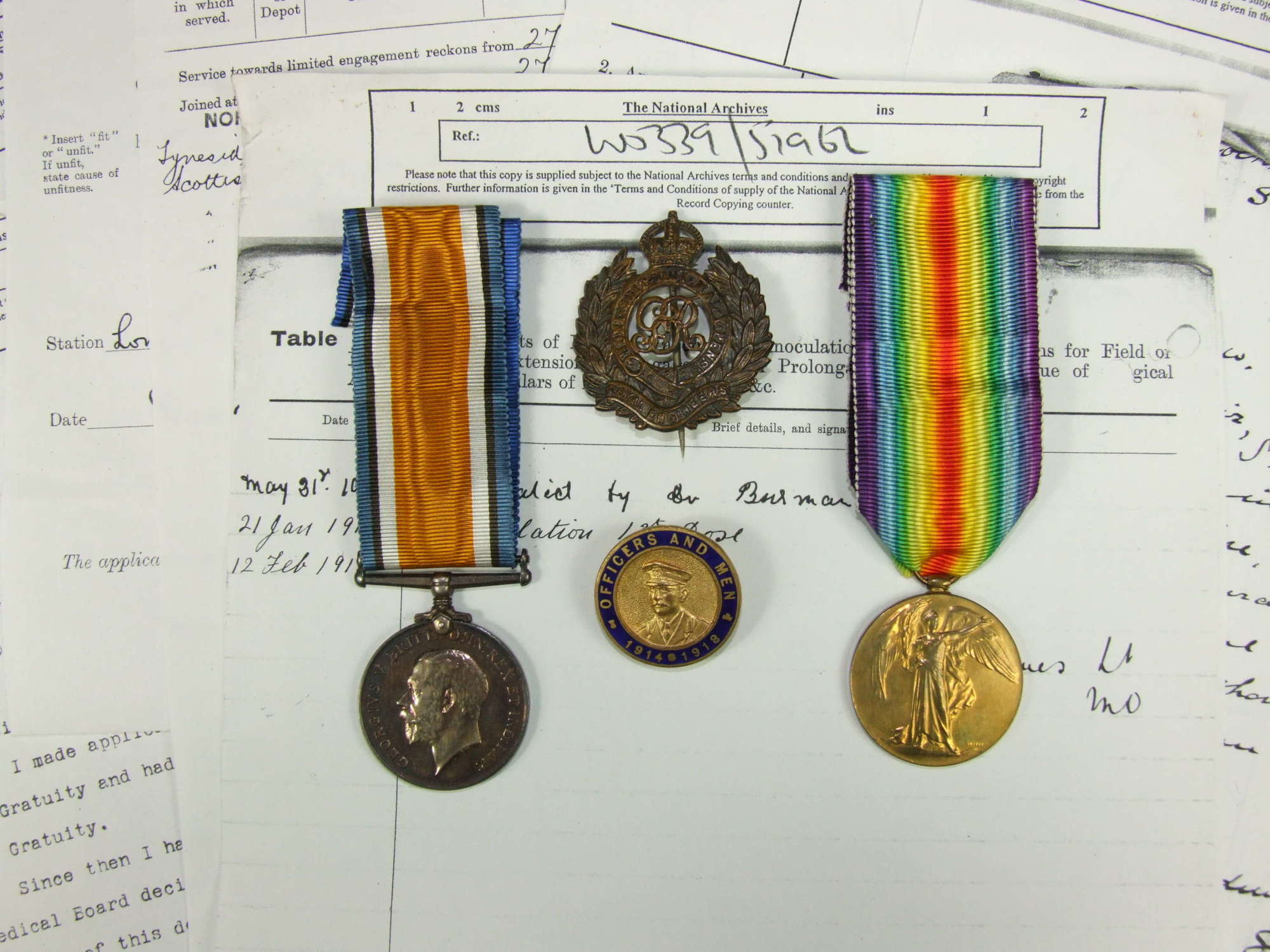 WW1 pair to R.E Tunnelling Company Officer