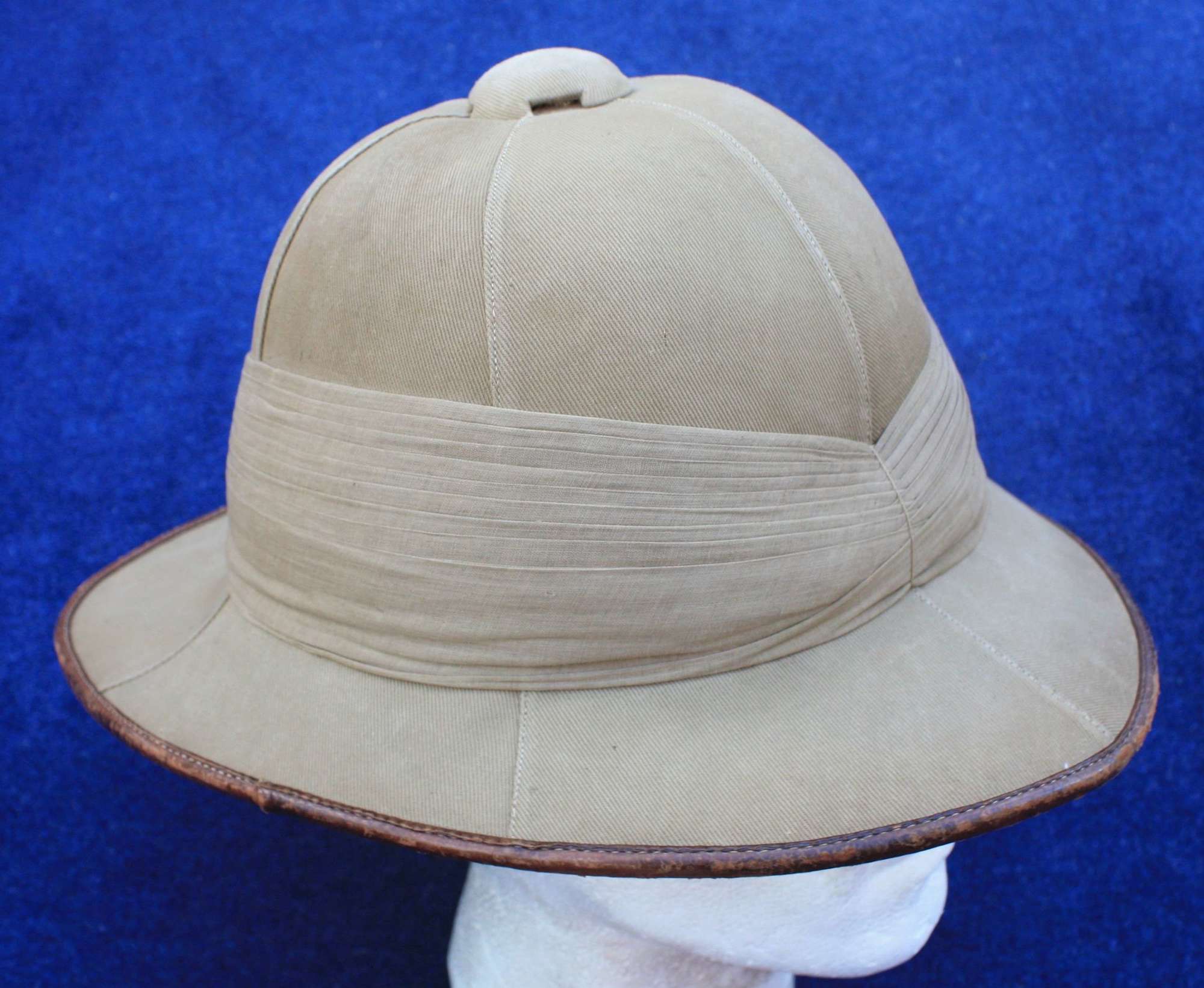 Post WW1 British Army Officers Pith Helmet & Leather Edging.