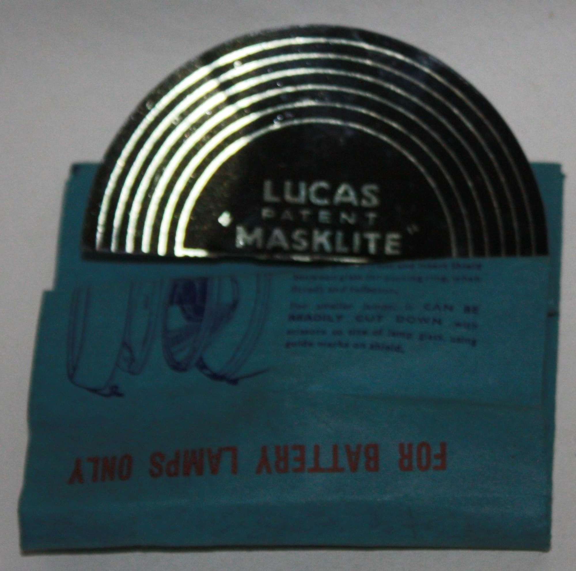A EARLY WWII LUCAS MASKLITE BIKE LAMP SHEILD FOR BLACKOUTS