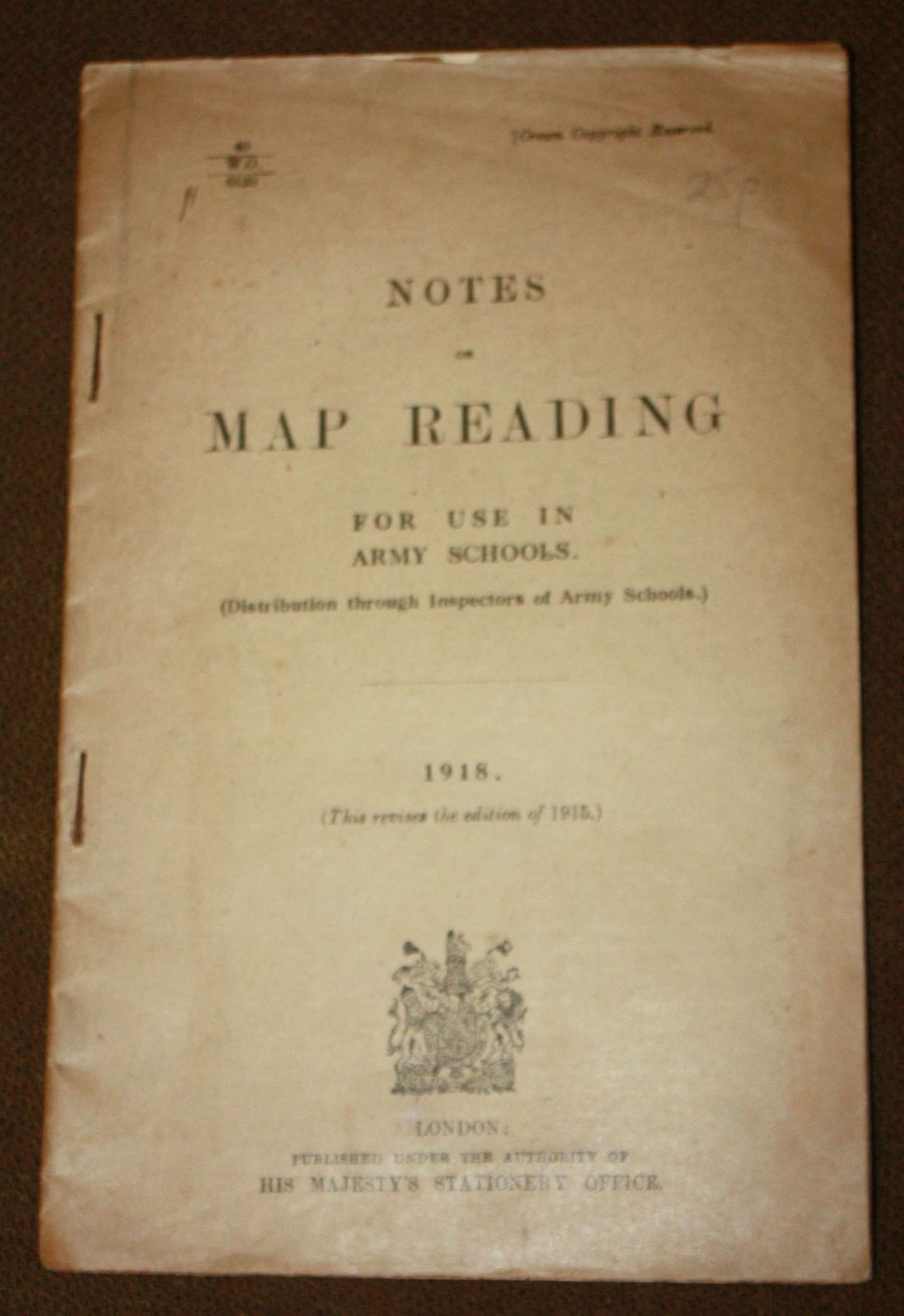 A WWI NOTES ON MAP READING 1918
