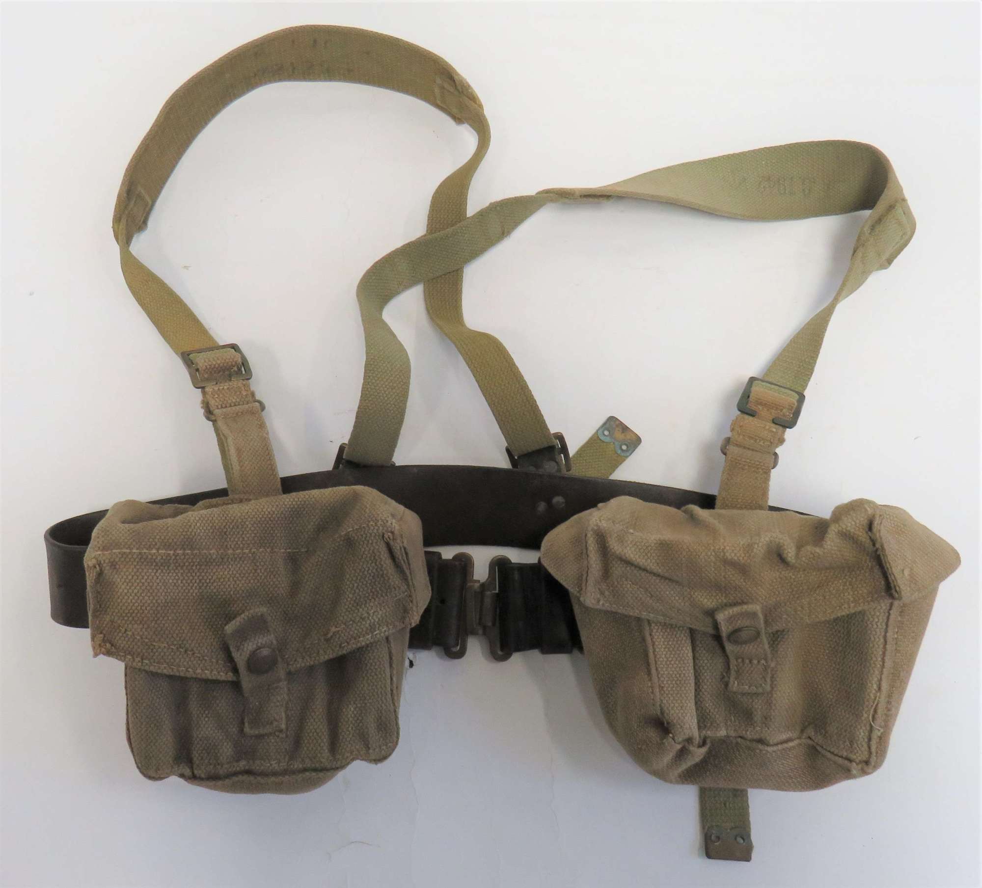 Pair of Home Guard webbing Ammunition Pouches and Belt Set