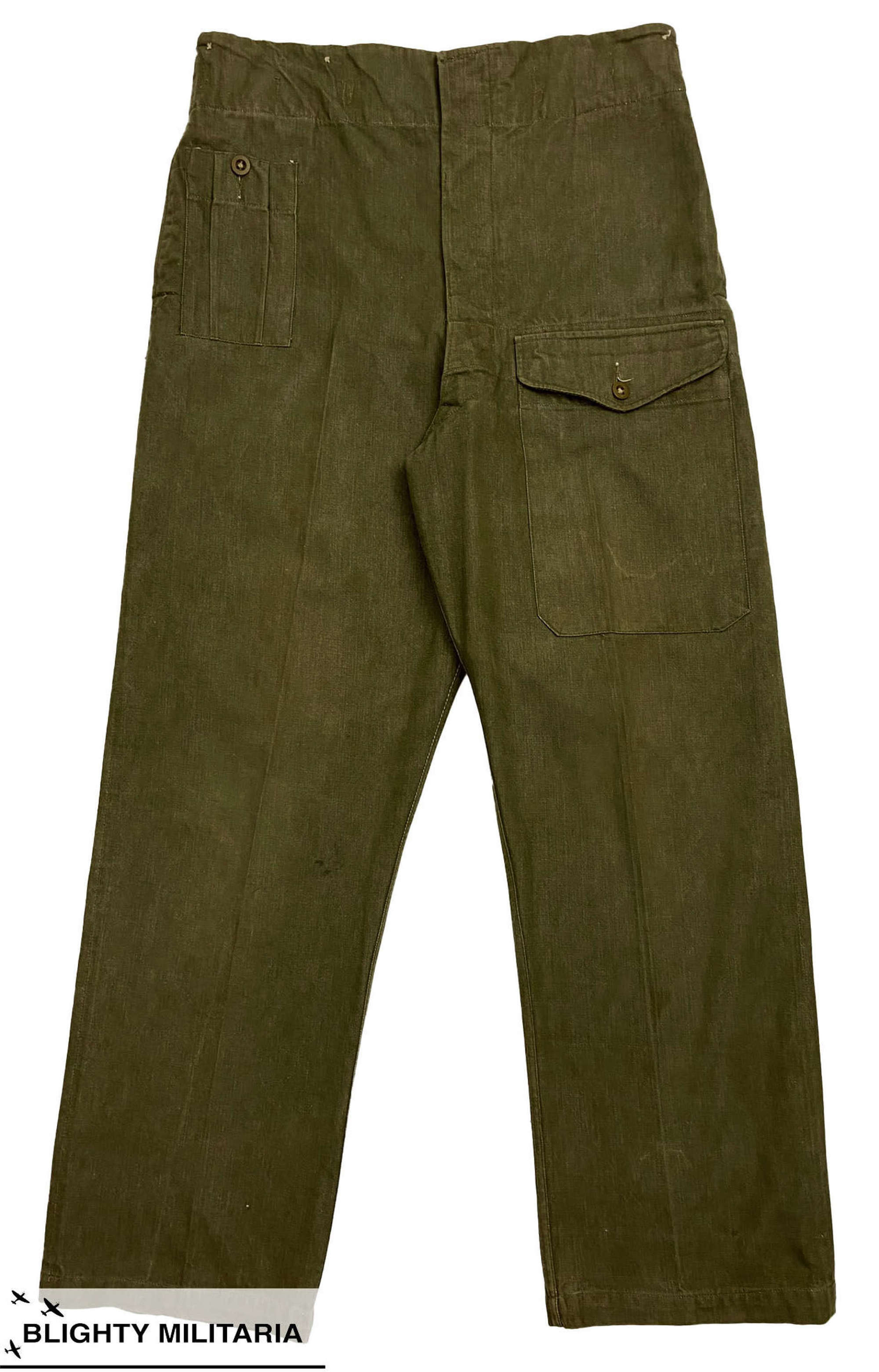 Original 1952 Dated British Army Denim Battledress Trousers