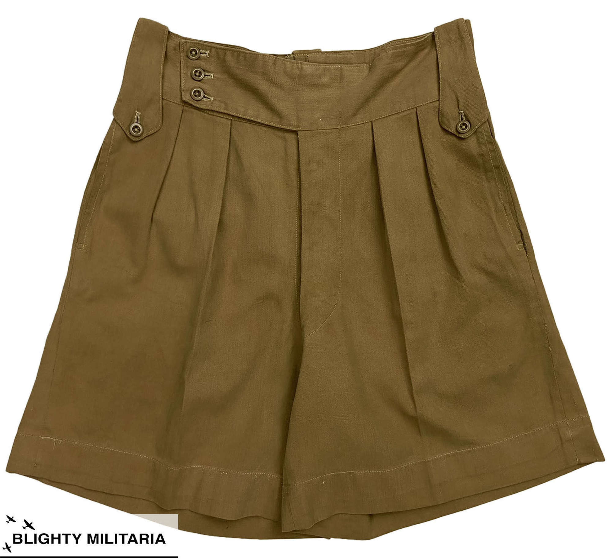 Original 1962 Dated British Army Khaki Drill Shorts by 'Gieves'