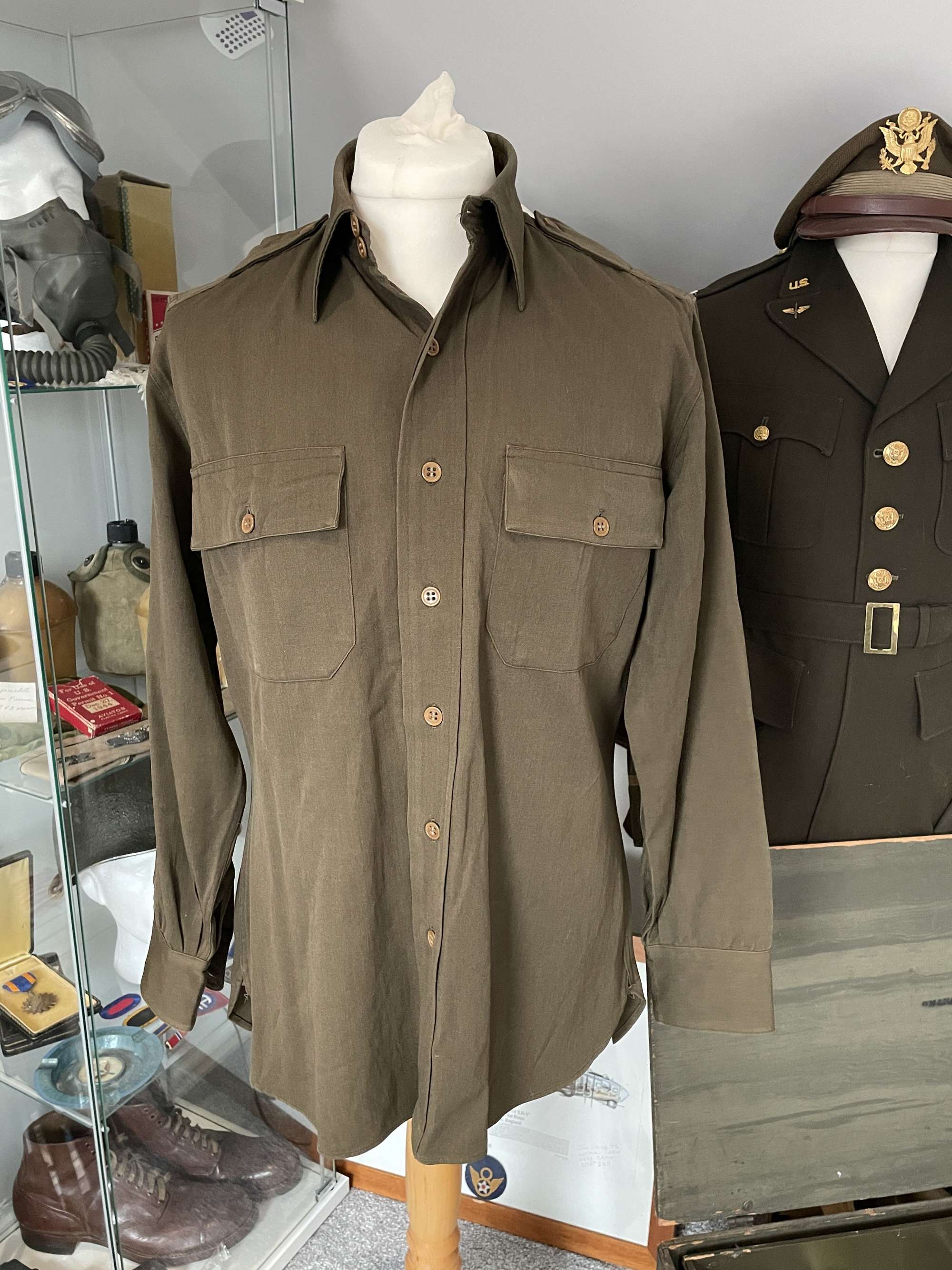 Original American World War Two Era, Officer's Chocolate Shirt, 44 Chest