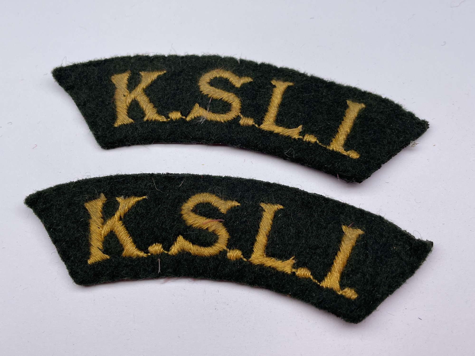 Original World War Two Era Shoulder Titles, Kings Shropshire Light Infantry