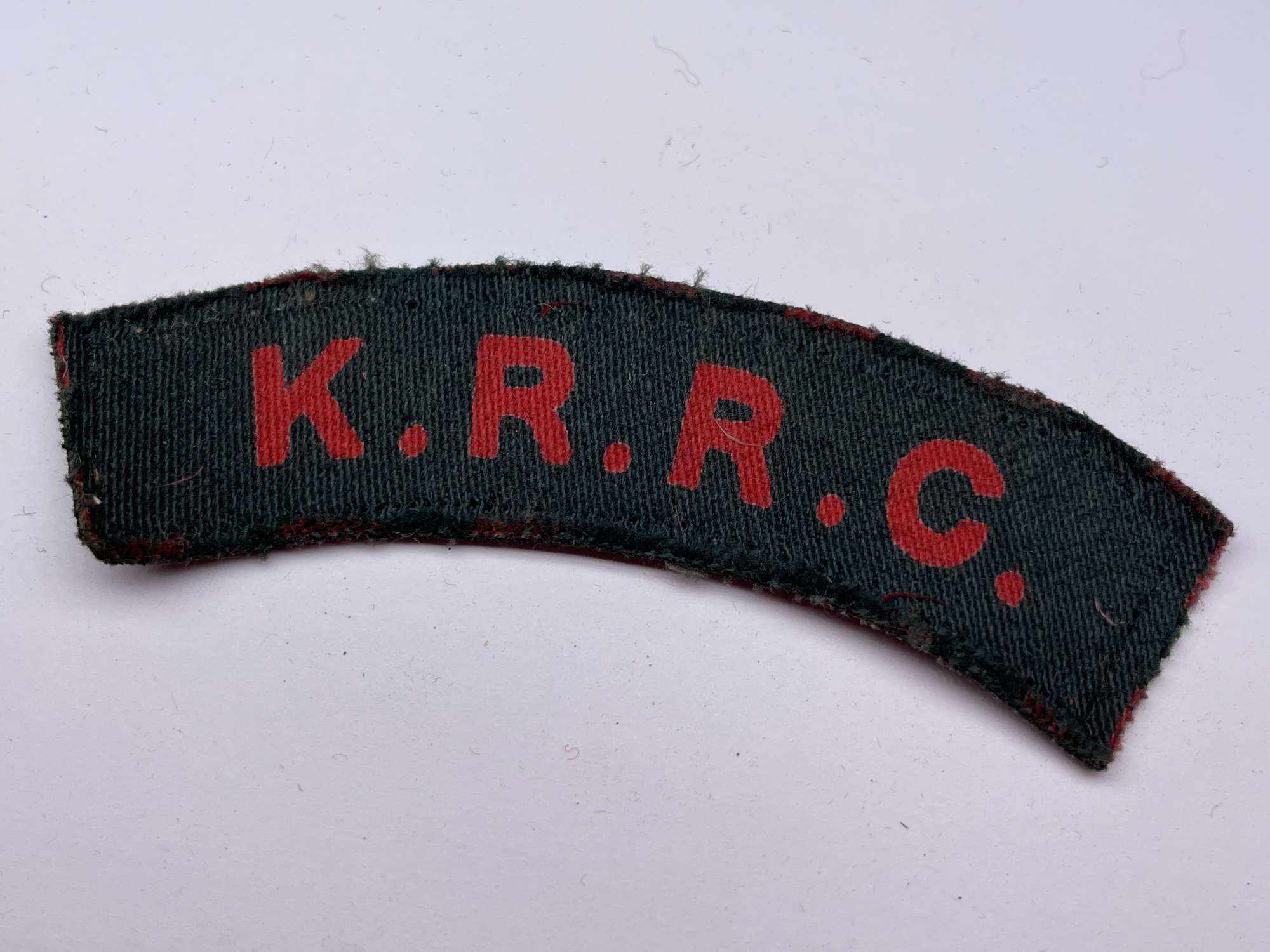Original World War Two Era Printed Shoulder Title, King's Royal Rifle Corps
