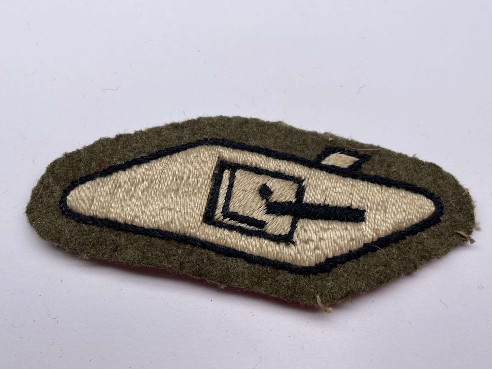 Original World War Two Era Royal Tank Regiment Arm Badge, Trimmed