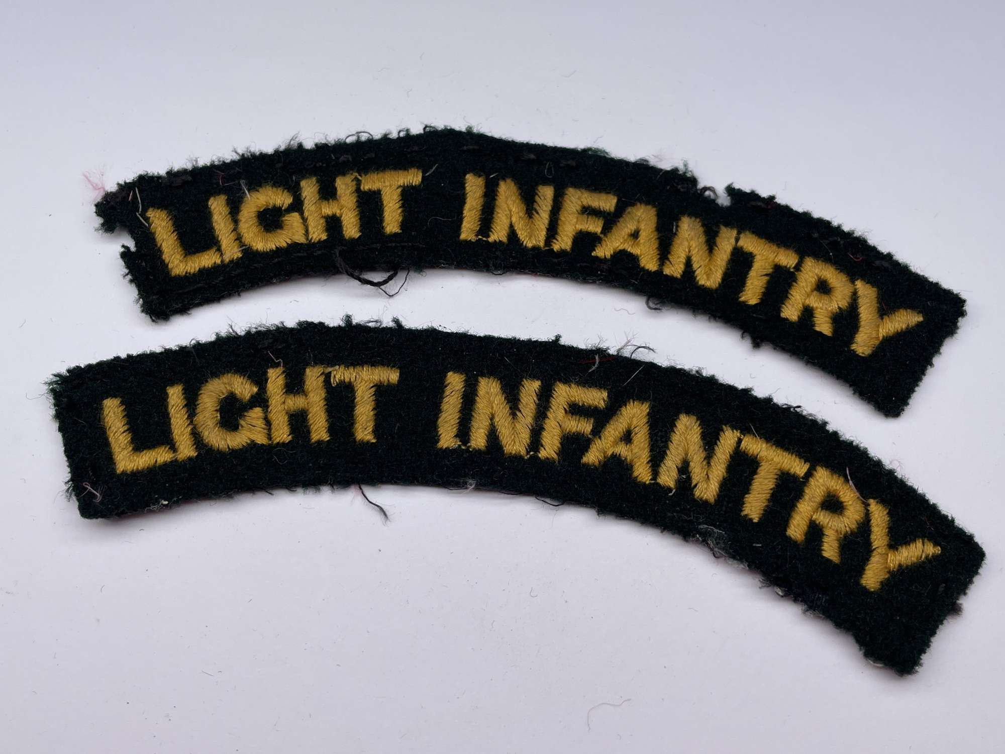 Original Post World War Two Light Infantry Shoulder Titles, Pair
