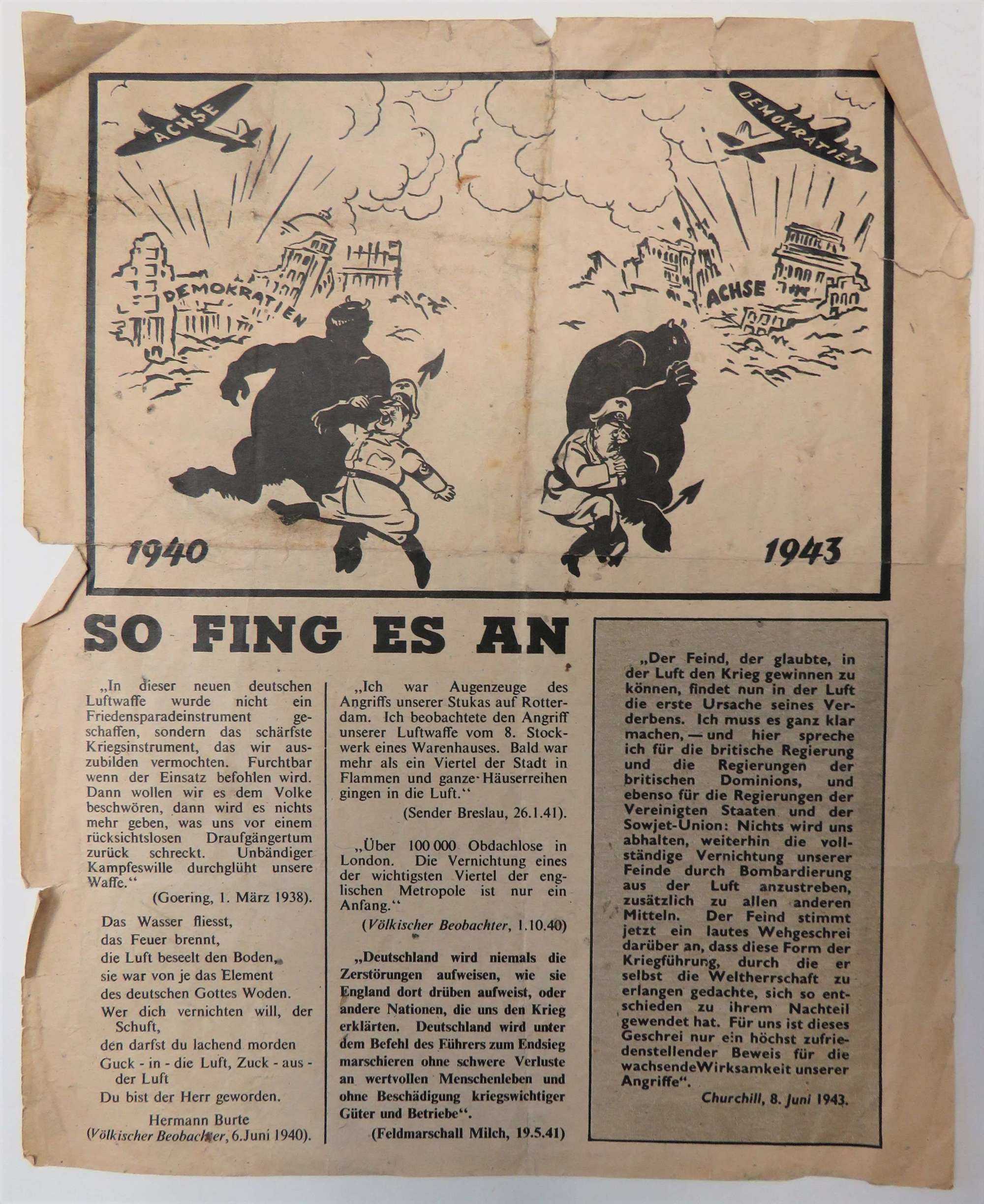 WW 2 Air Dropped German Propaganda Leaflet G38