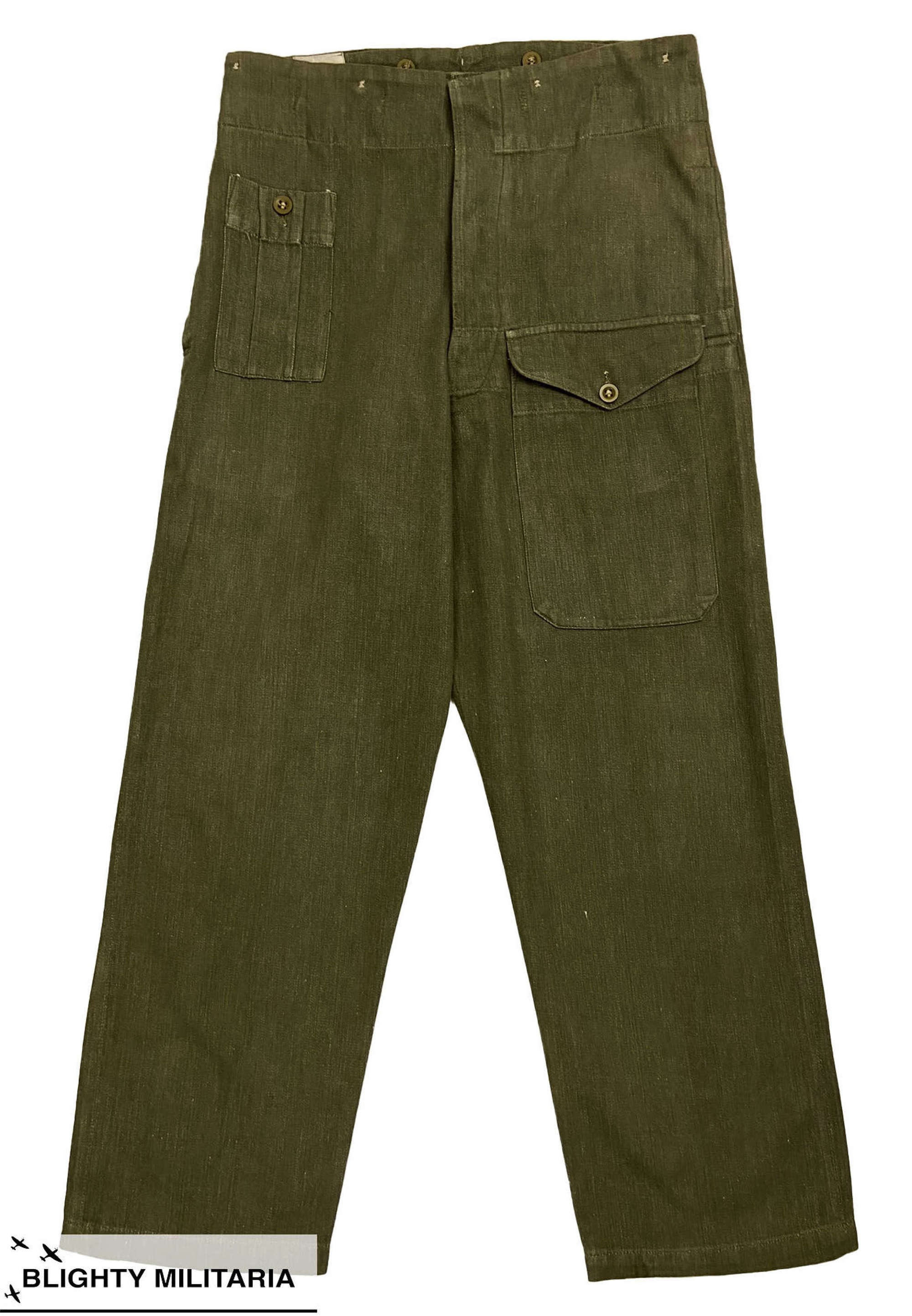 Original 1952 Dated British Denim Battledress Trousers - Size 3