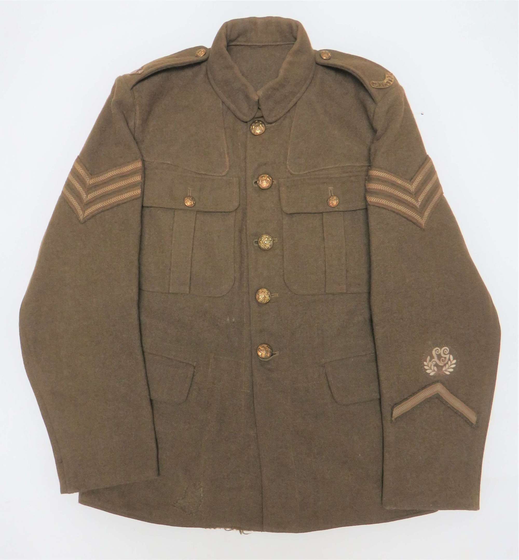 Rare Glostershire Reg 1918 Pattern Double pleat Service Dress Tunic