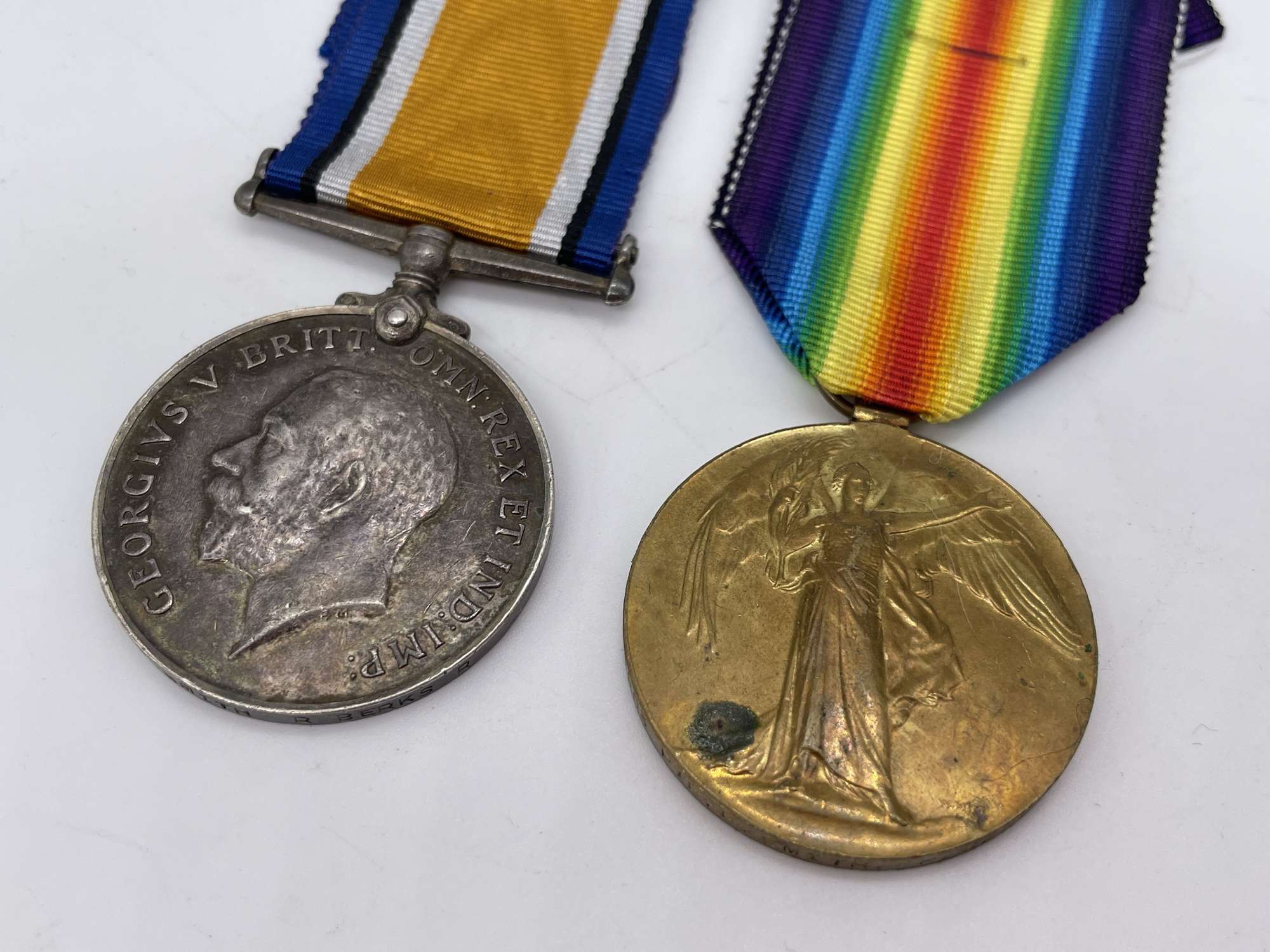 Original World War One Medal Pair, Pte Smith, Berkshire Regiment, KIA 1st Day of the Somme