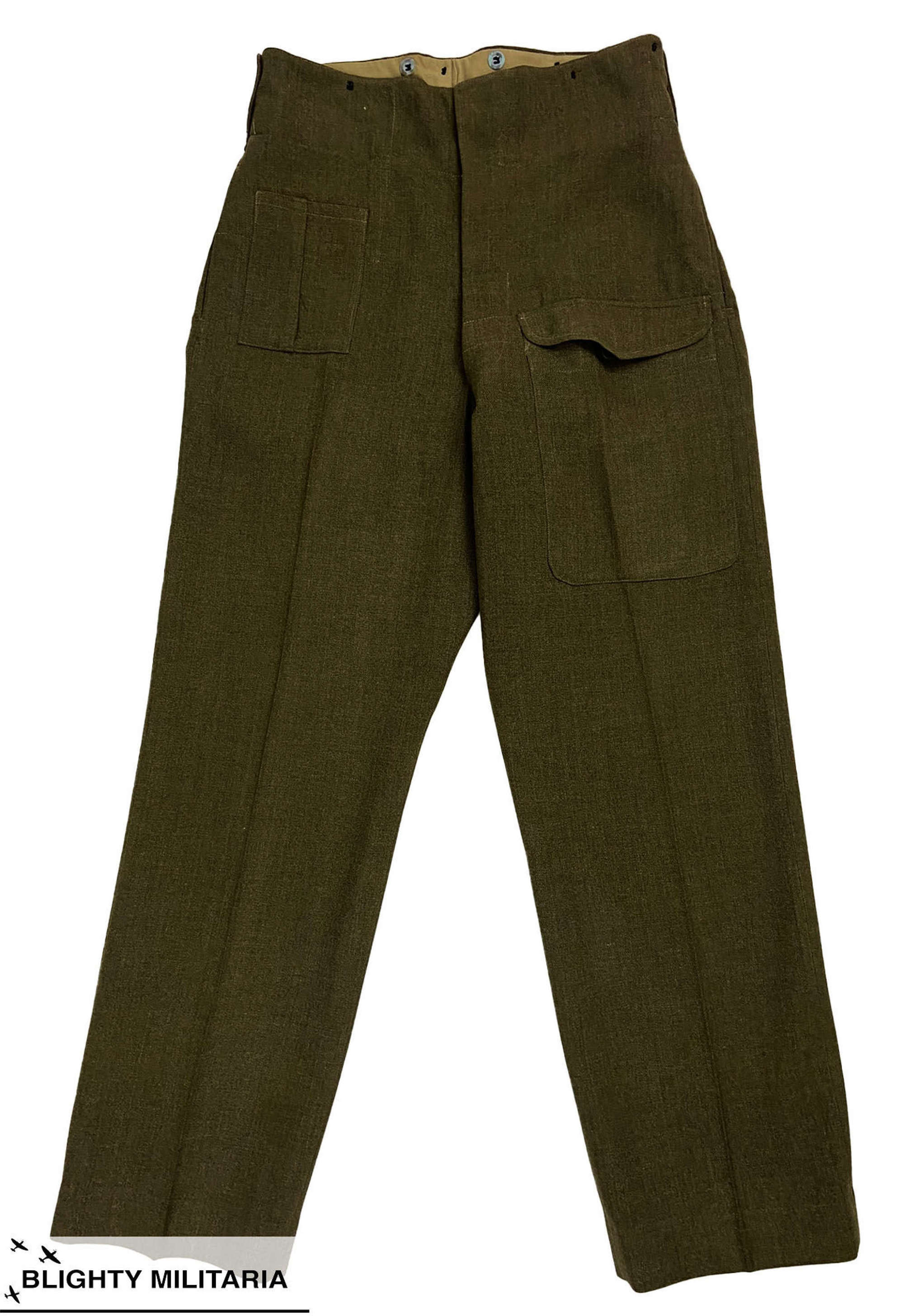 Original 1942 Dated New Zealand Made Battledress Trousers - Size 14