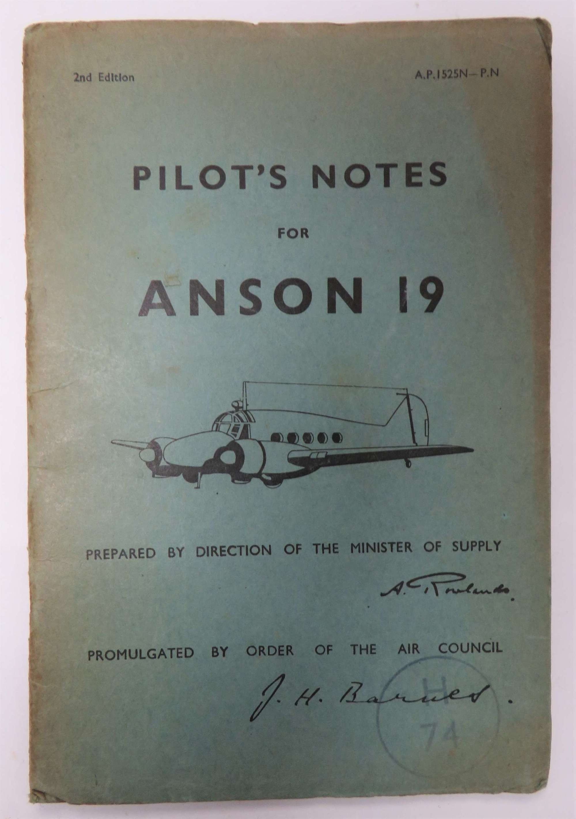 Original Anson 19 Pilot Notes