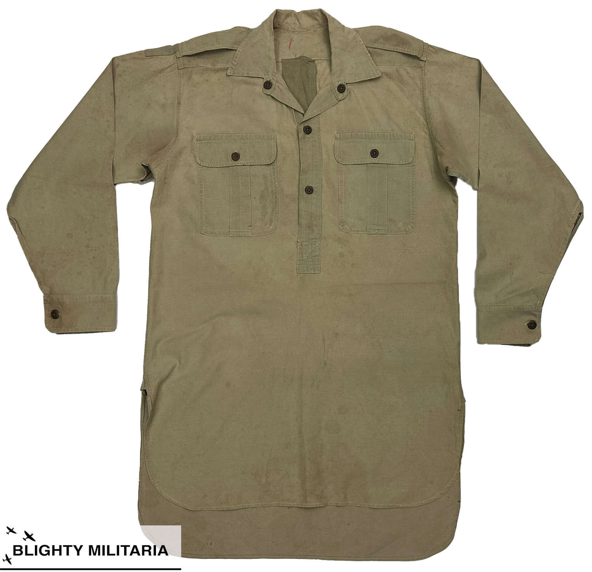 Original 1940s British Military Khaki Drill Shirt