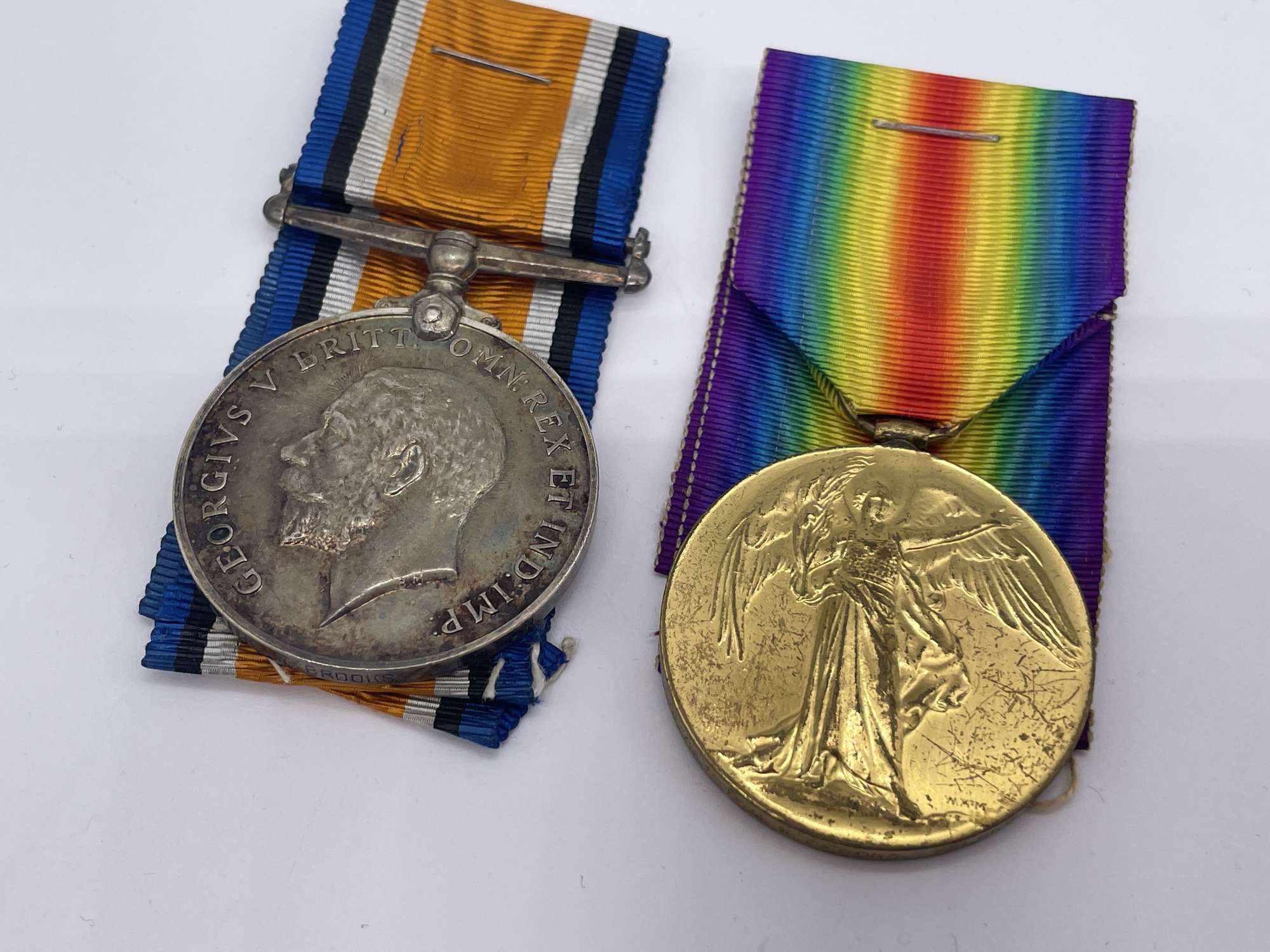Original WW1 Medal Pair, Pte Brookes, 2nd London Regiment, Killed in Action on t