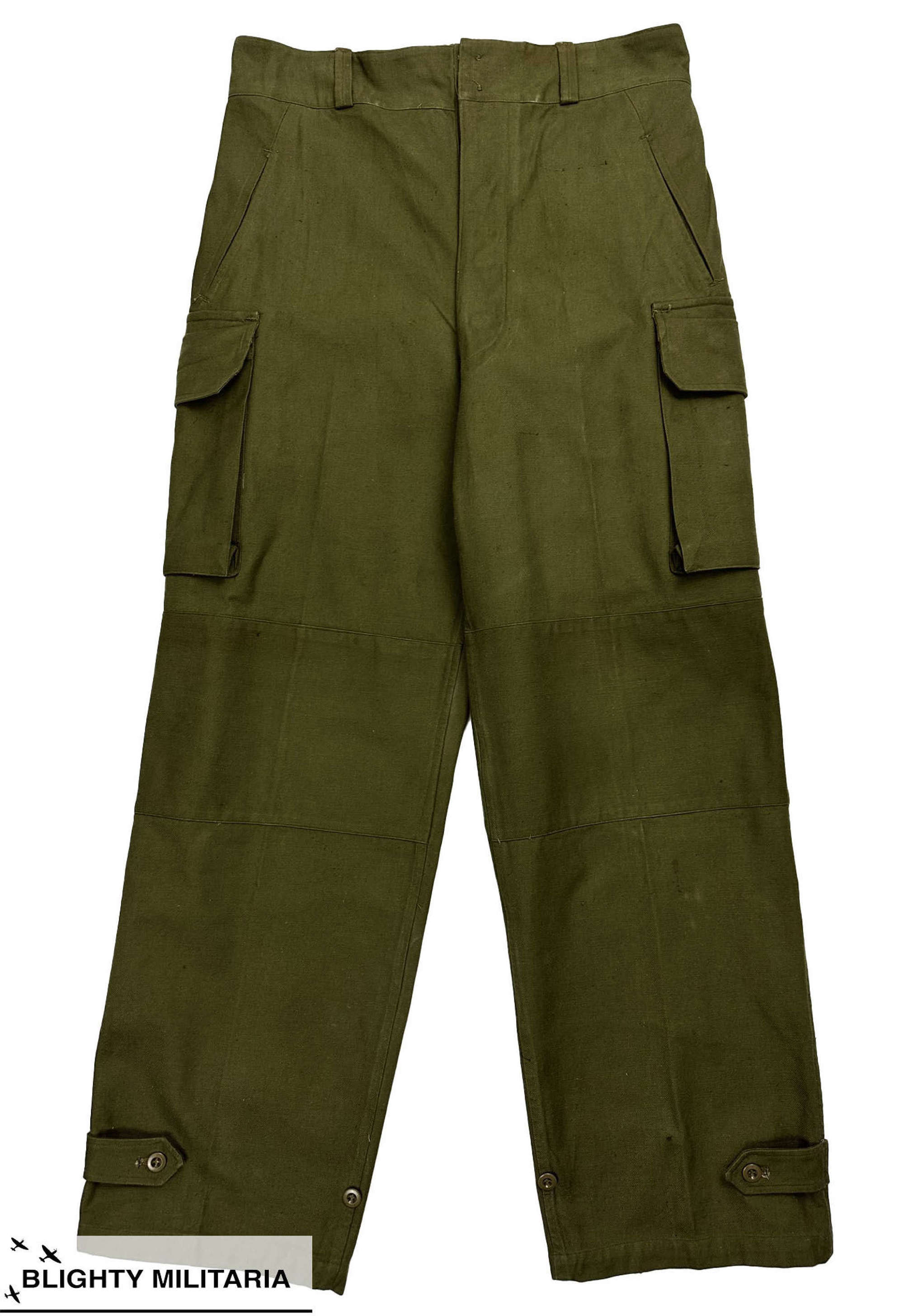 Original 1950s French Army M47 Pattern Combat Trousers - 36 x 32.5