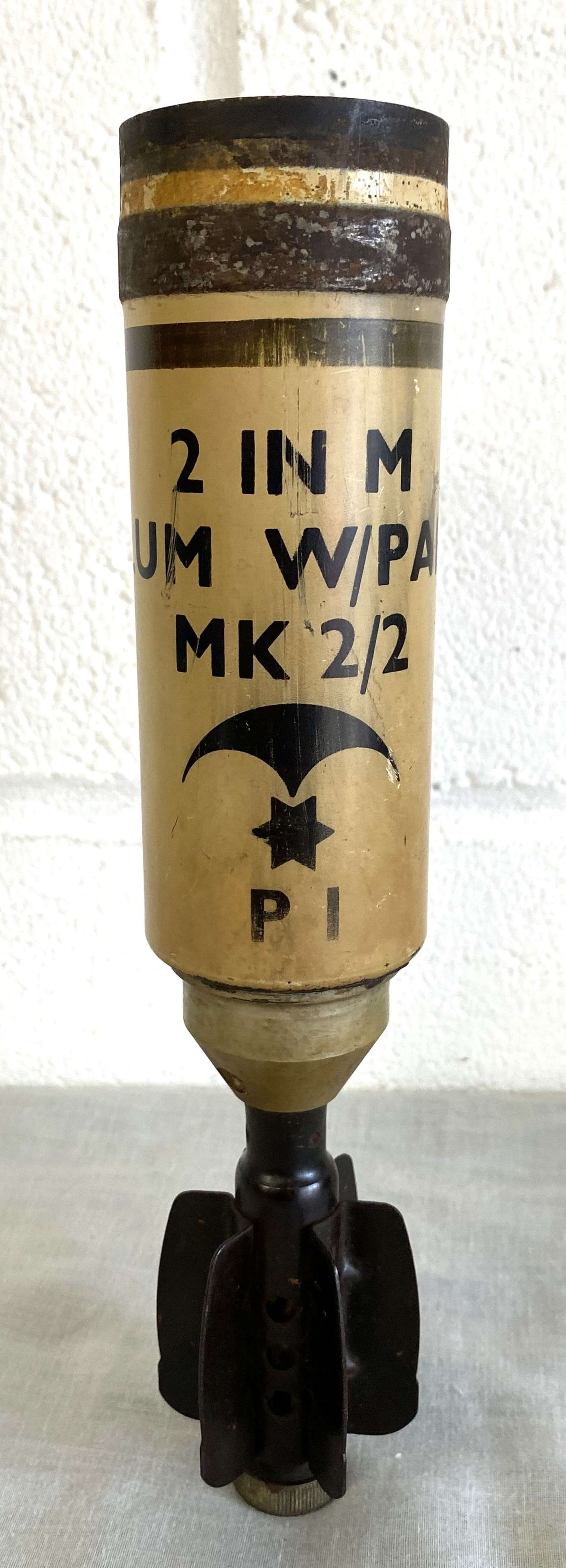 British Military Issue Inert Illumination Parachute Mortar Grenade Round, Dated 12/65