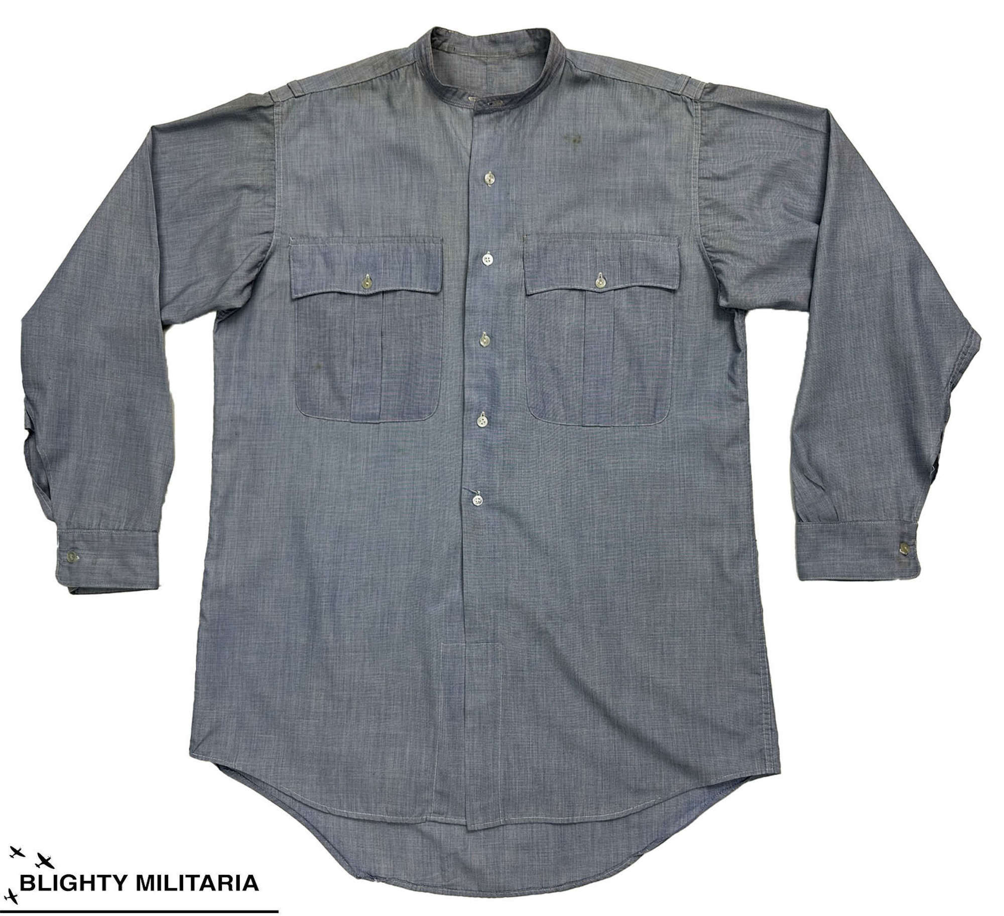 Original 1950s RAF Officer's Collarless Shirt - Size 15 1/2