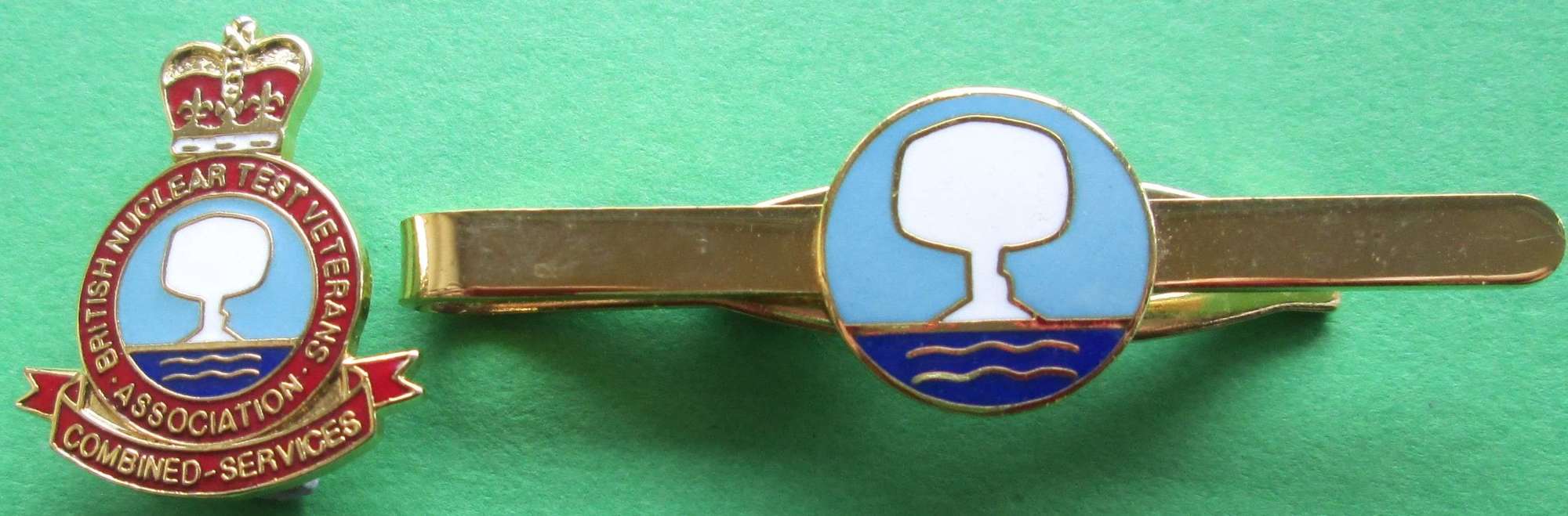 BRITISH NUCLEAR TEST VETERANS ASSOCIATION PIN BADGE AND TIE PIN