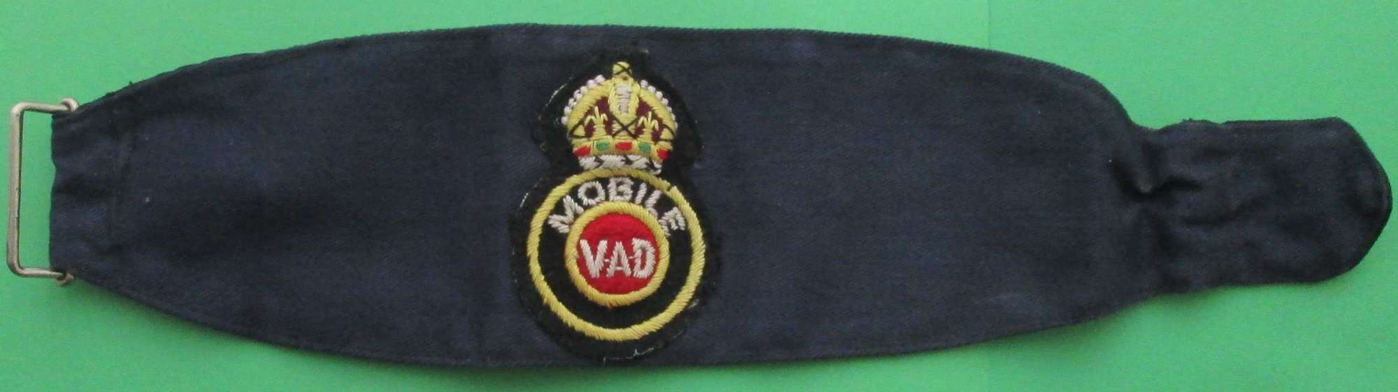 WWII PERIOD BRITISH RED CROSS MOBILE VAD NAMED ARMBAND