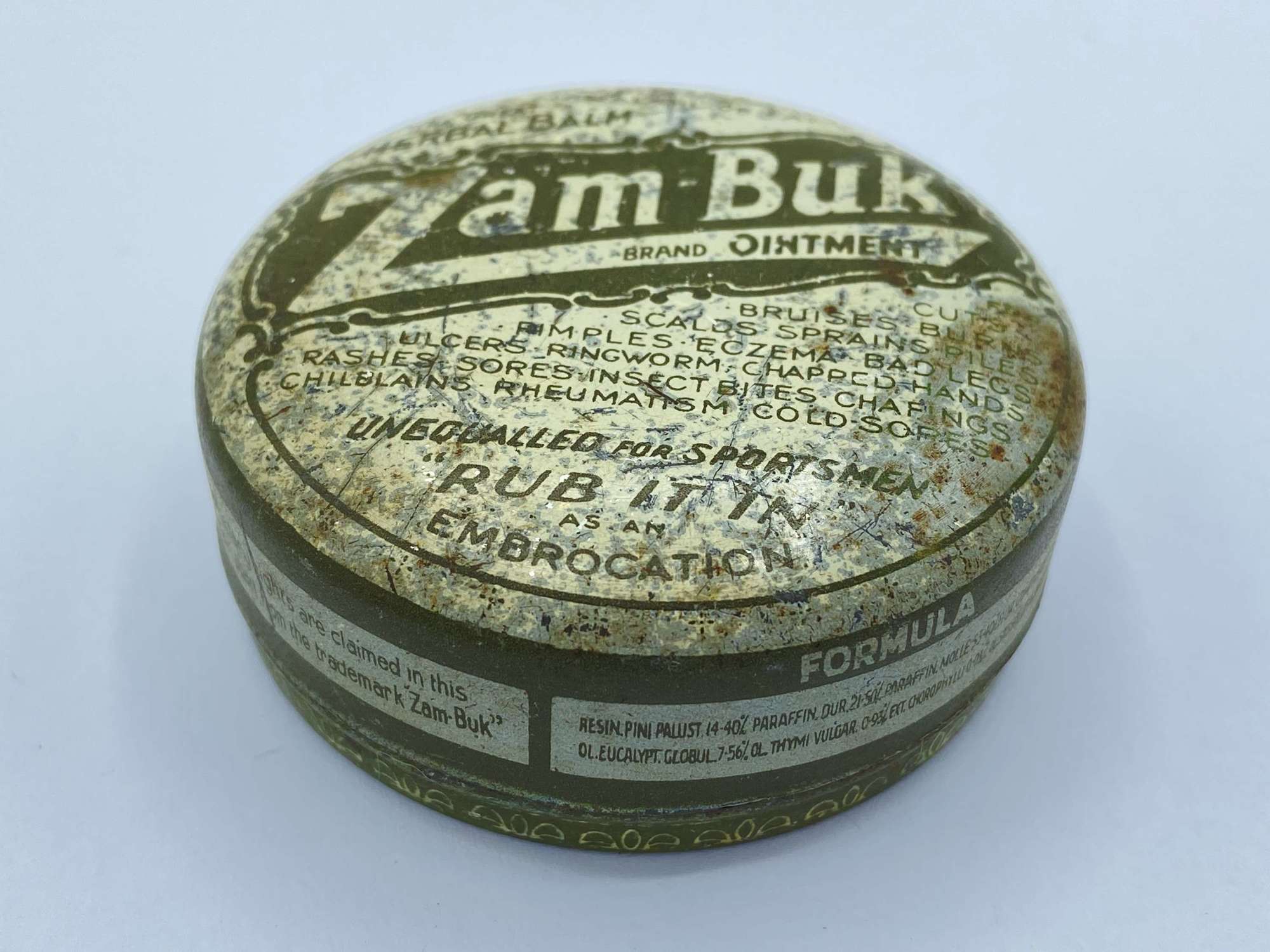 WW2 South African Pharmaceutical Zam-Buk Brand Ointment Empty Tin