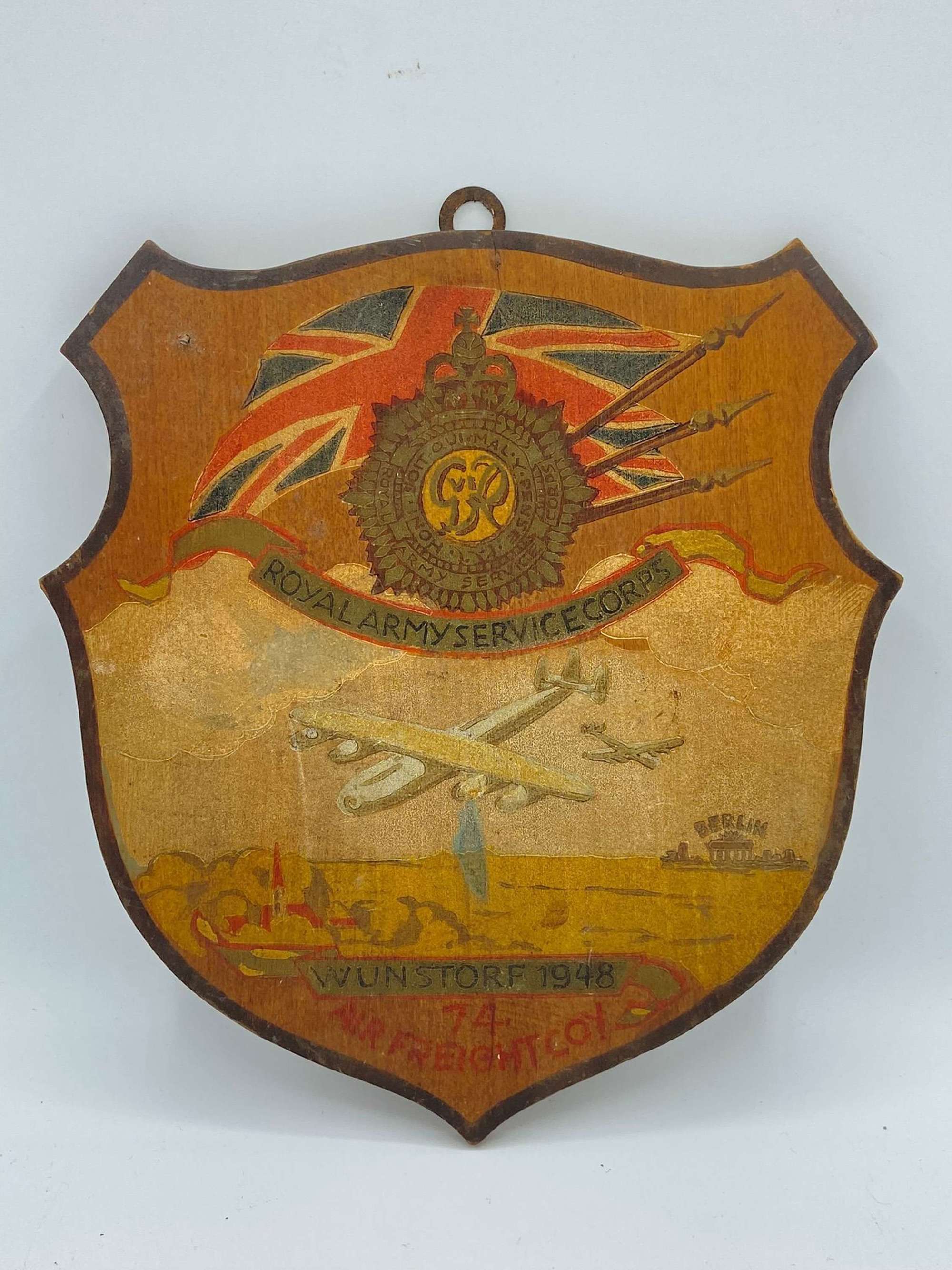 Post WW2 Royal Army Service Corps 74 Air Freight Coy Painted Plaque