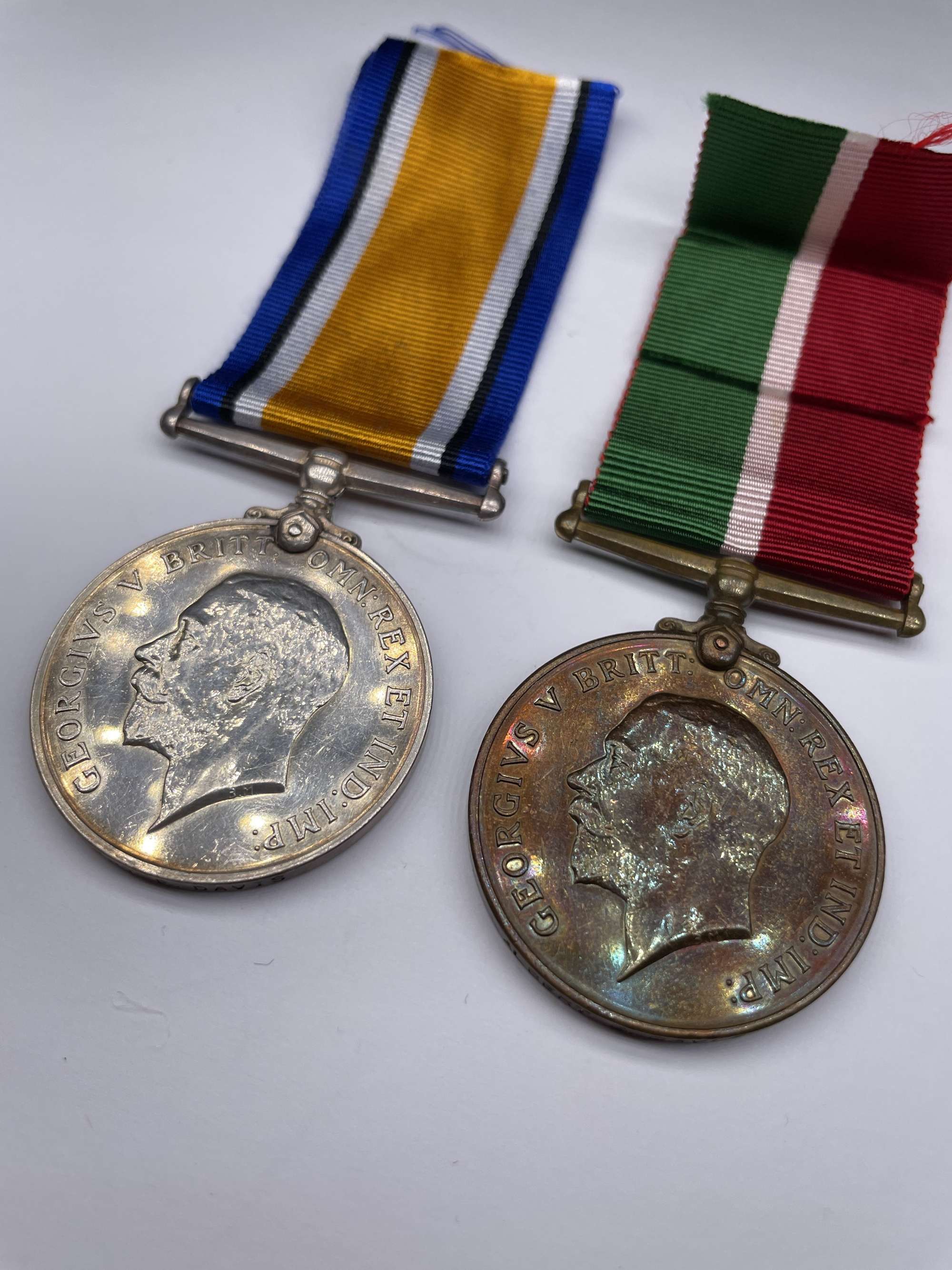 Original World War One Mercantile Marine Medal Pair, Albert E Davis