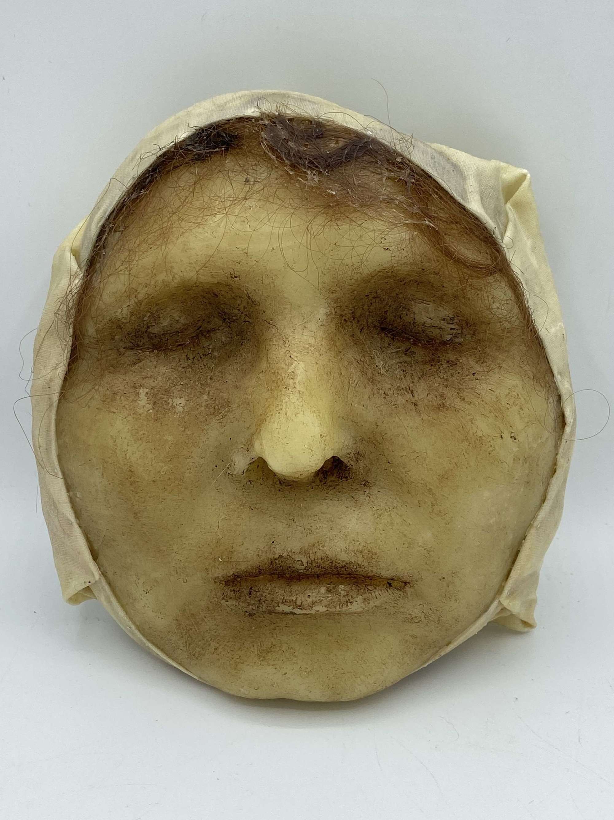 Antique 1890s Medical Wax Moulage Swollen Discoloured Face Death Mask
