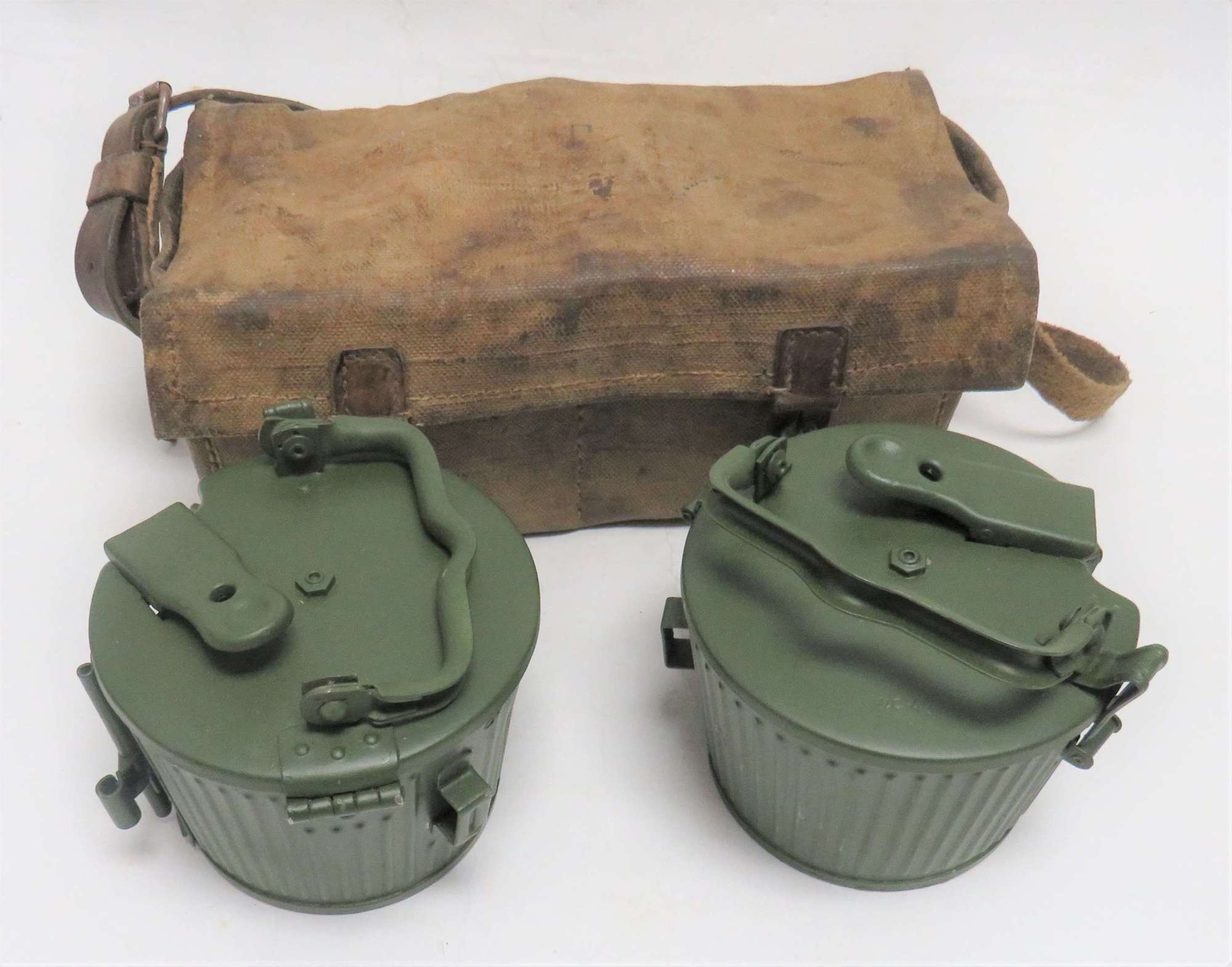 Scarce Pair of 1943 Dated MG34/42 Drum Magazines in Economy Carrier