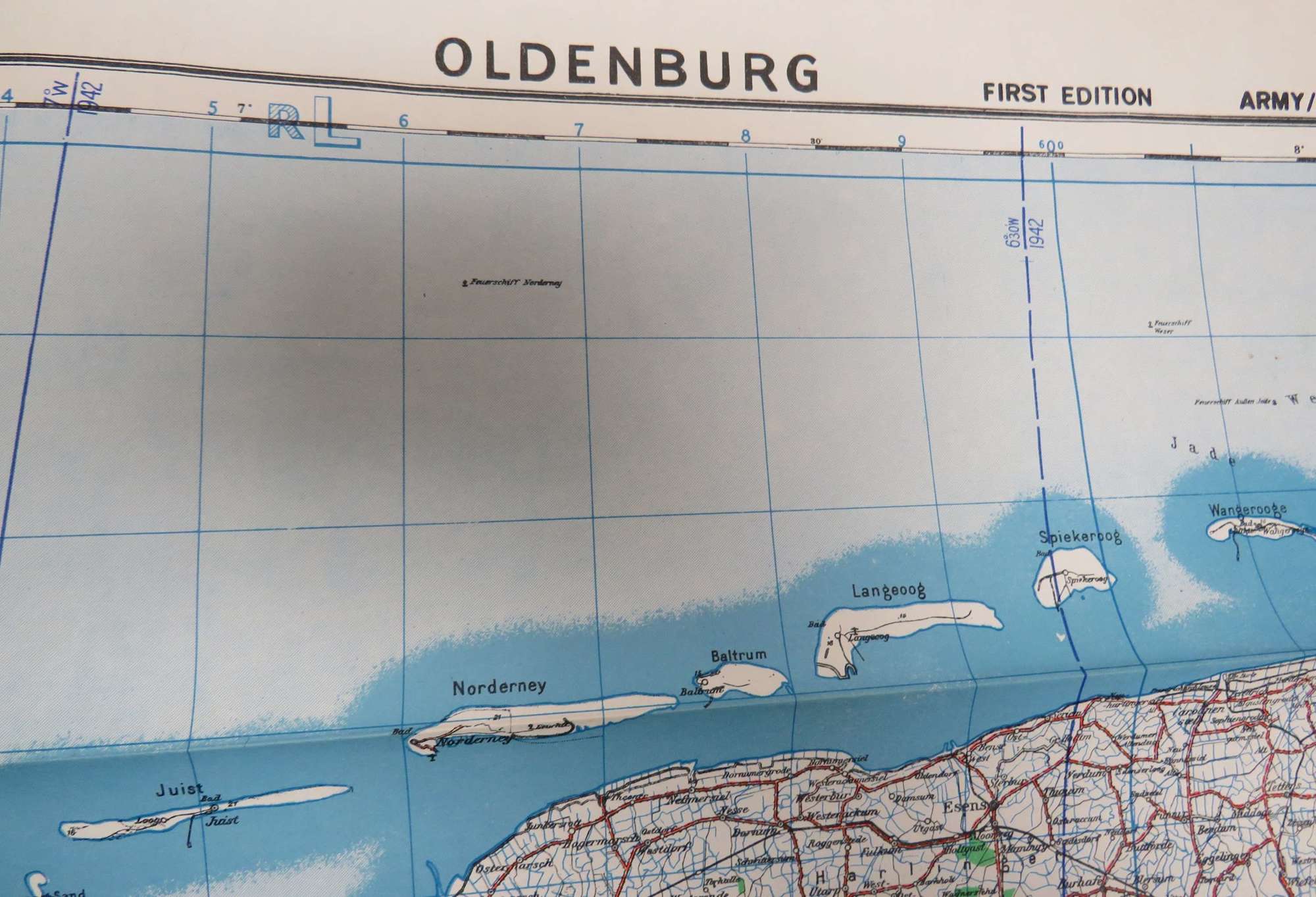 WW2 Army / Air Map Covering Oldenburg and the Surrounding Area
