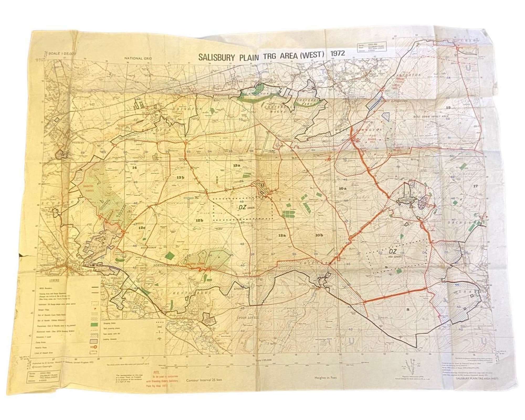 Post WW2 British Army West Salisbury Training Area 1972 Map