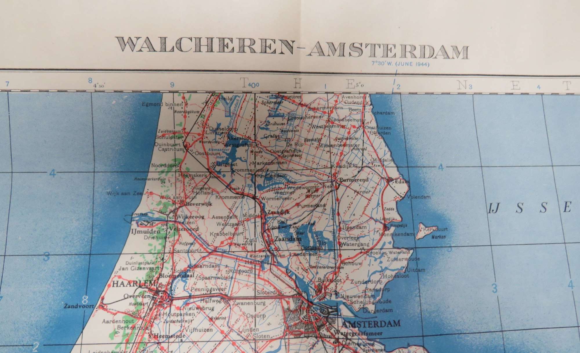 WW2 Army / Air Map Walcheren - Amsterdam and the Surrounding Area