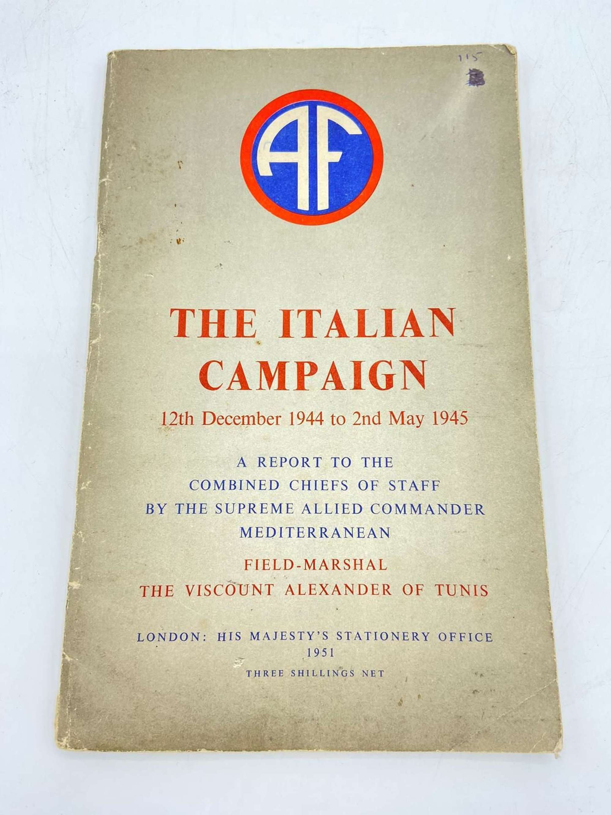 WW2 Italian Campaign 1944 - 1945 Report By Combined Cheif Of Staff