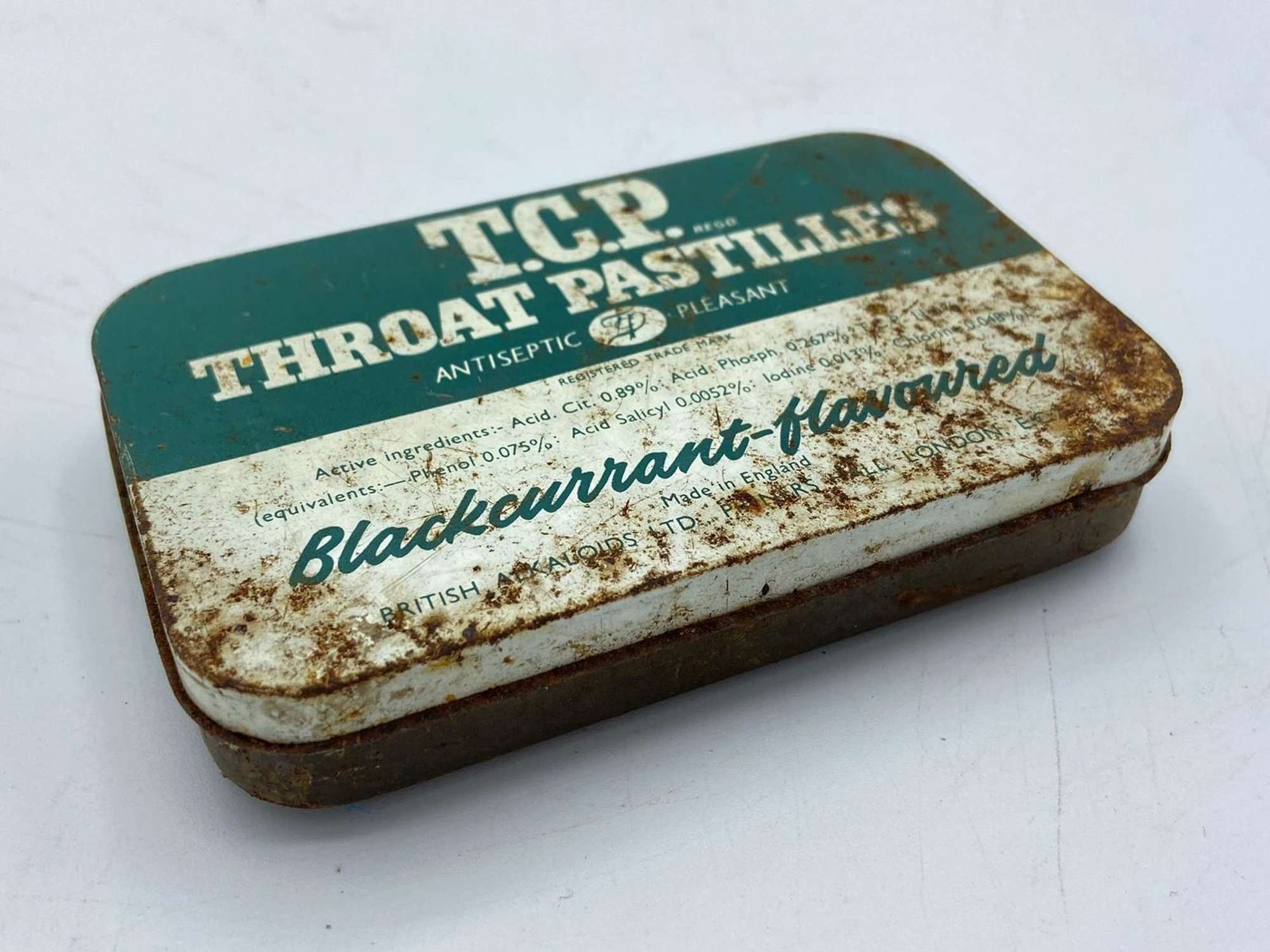 WW2 British Pharmaceutical Home Front TCP Throat Pastilles Empty Tin