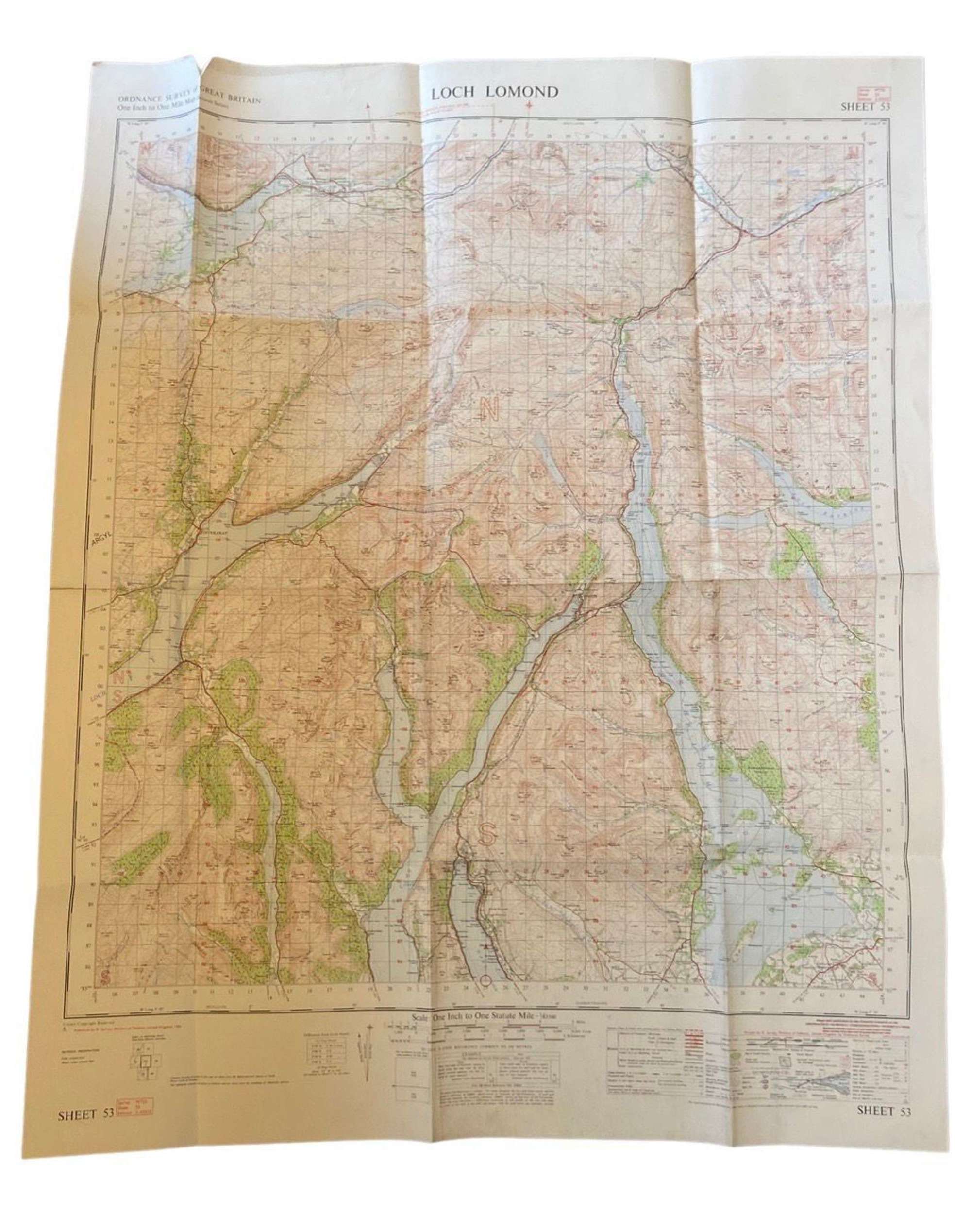 Post WW2 British Ministry Of Defence Lock Lomond Ordnance Survey Map