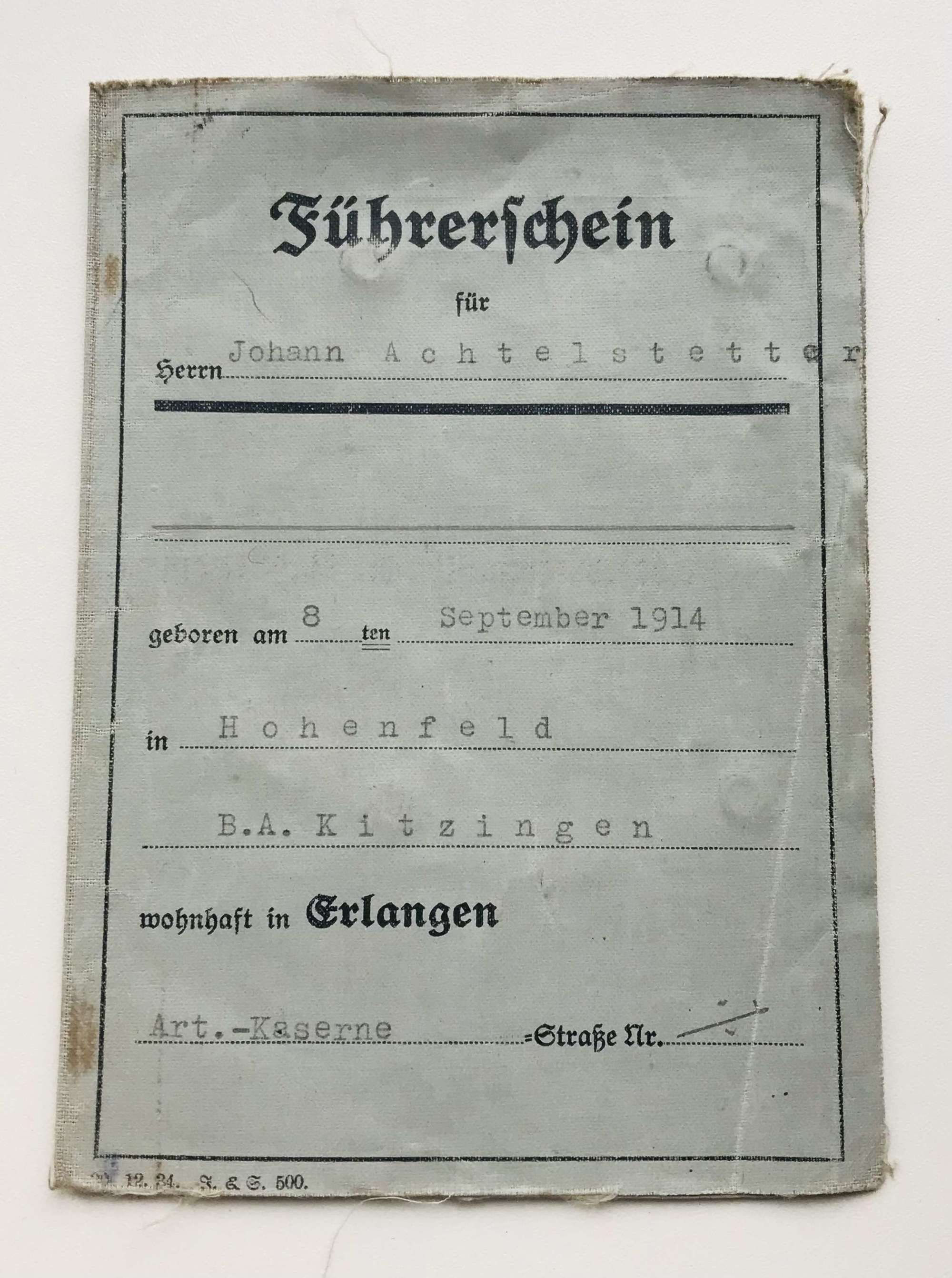 German army, driving license 1936