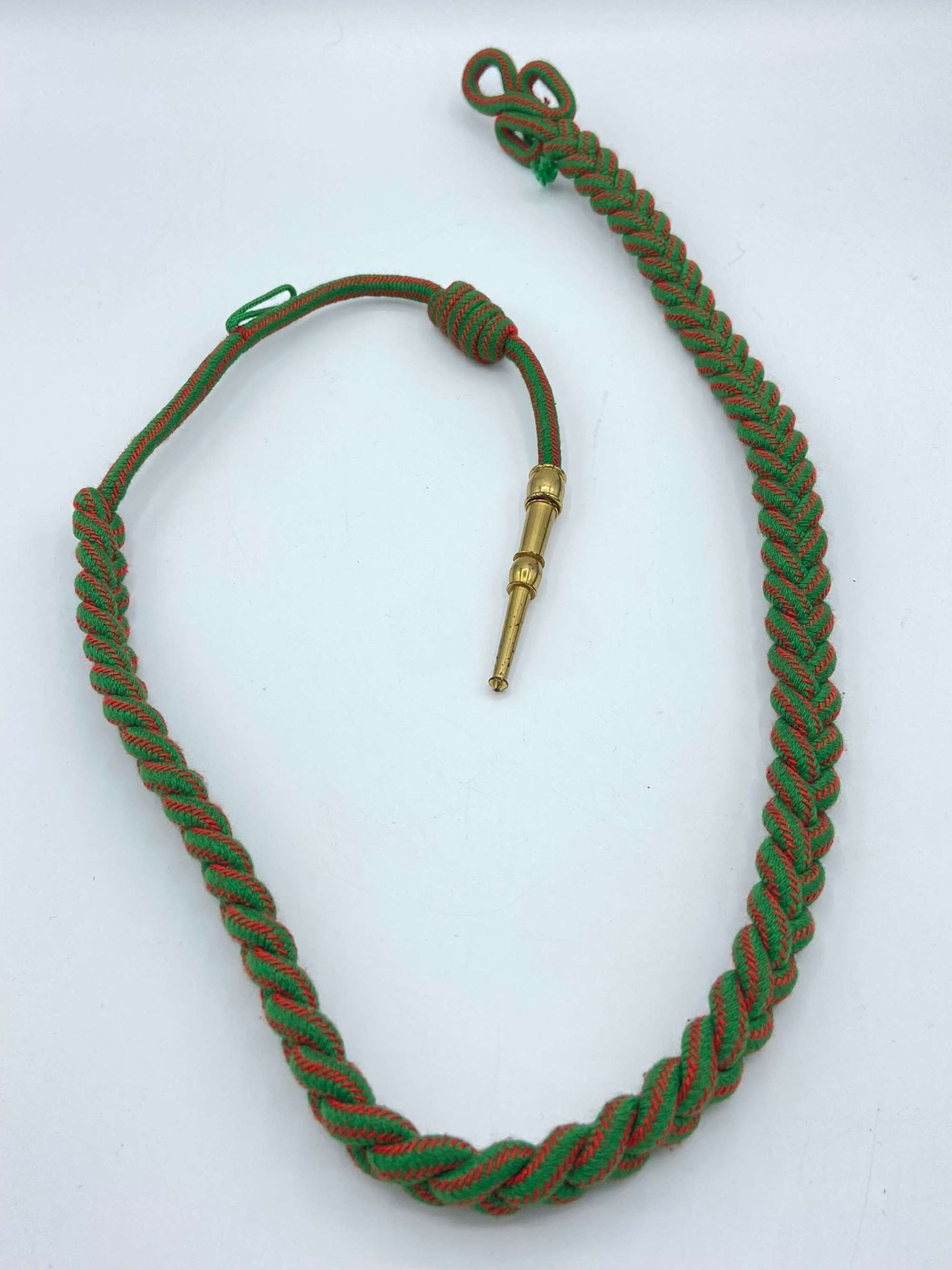 Original WW2 French Army Fourragere Green & Red Lanyard