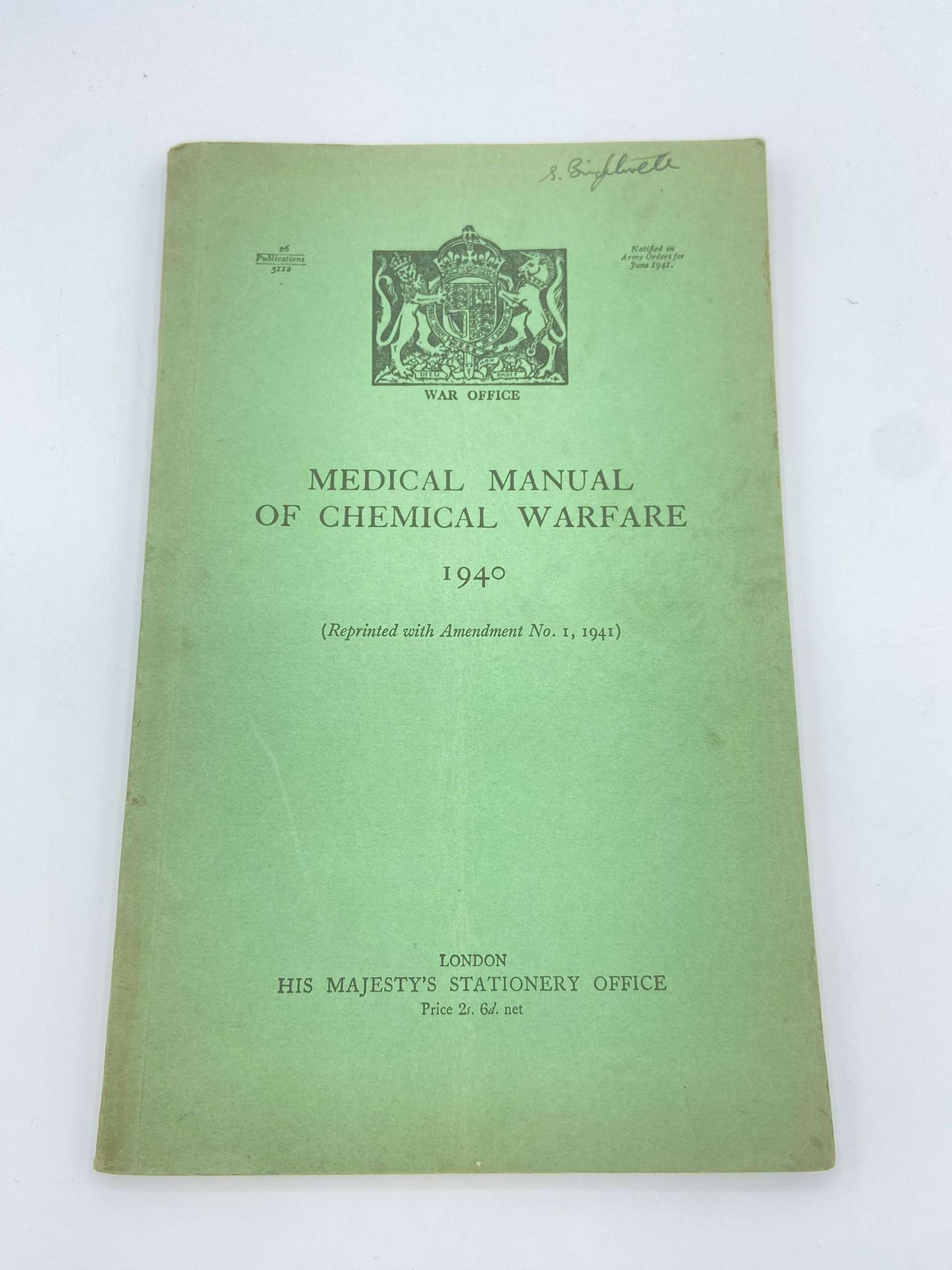 WW2 1940 Medical Manual Of Chemical Warfare War Office Publication