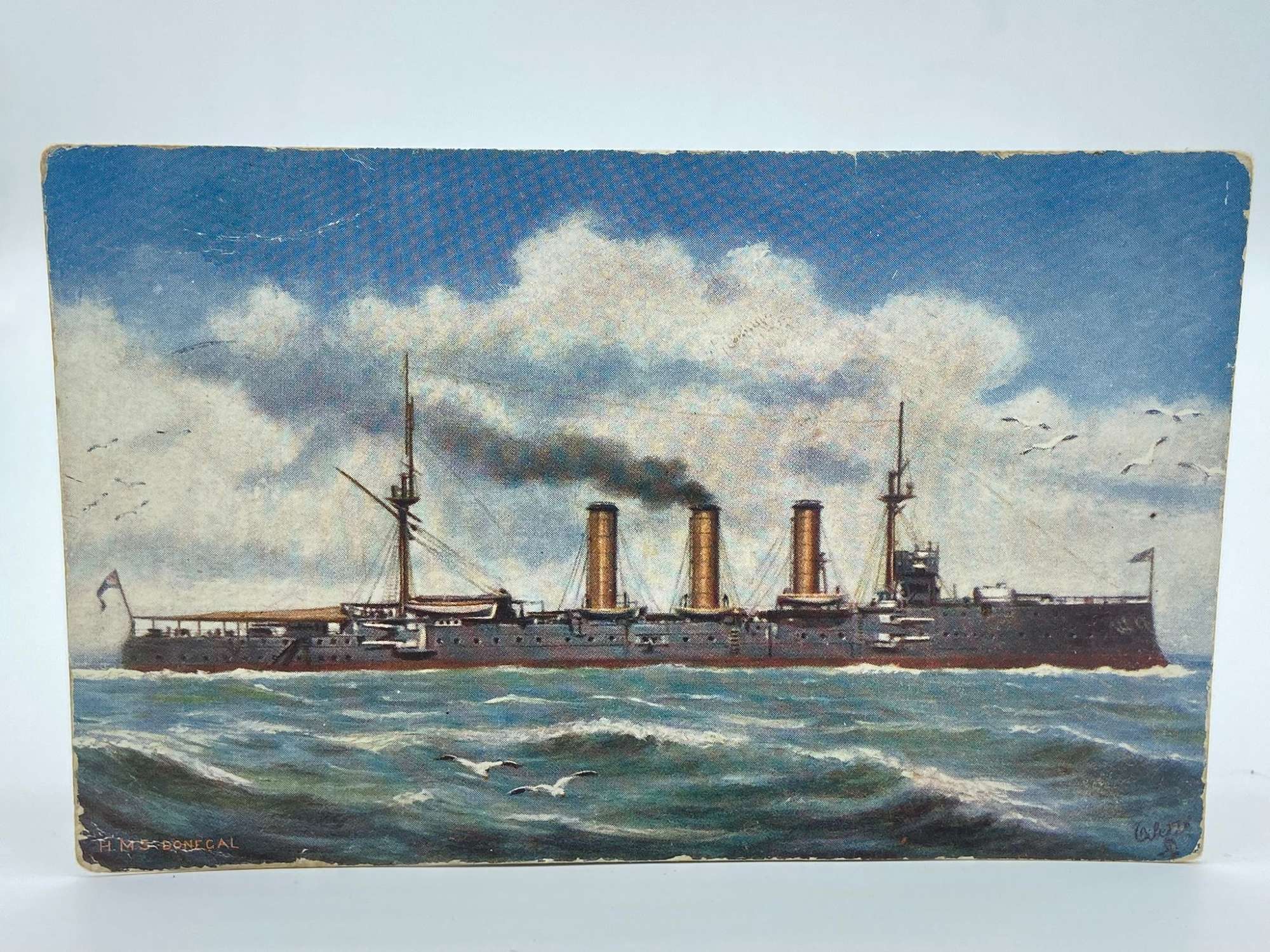 WW1 Royal Navy HMS Donegal Monmouth Class Armoured Cruisers Postcard