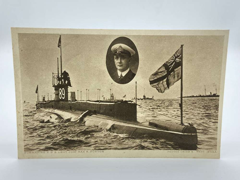 WW1 Submarine E9 & Lieutenant Commander Max K Horton Postcard
