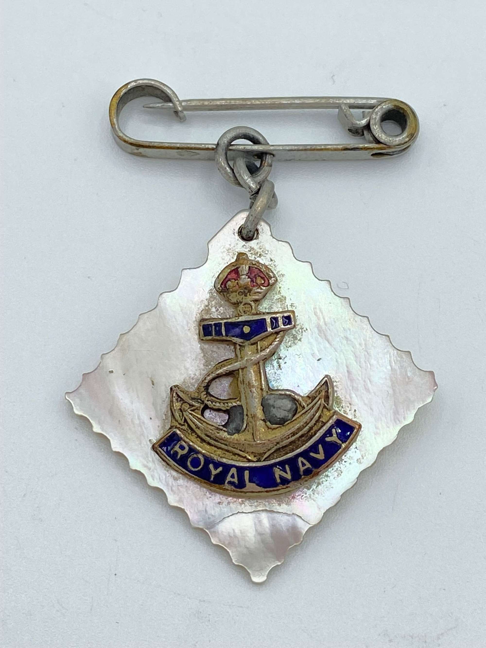 WW2 Royal Navy Silver, Enamel & Mother Of Pearl Sweetheart Brooch