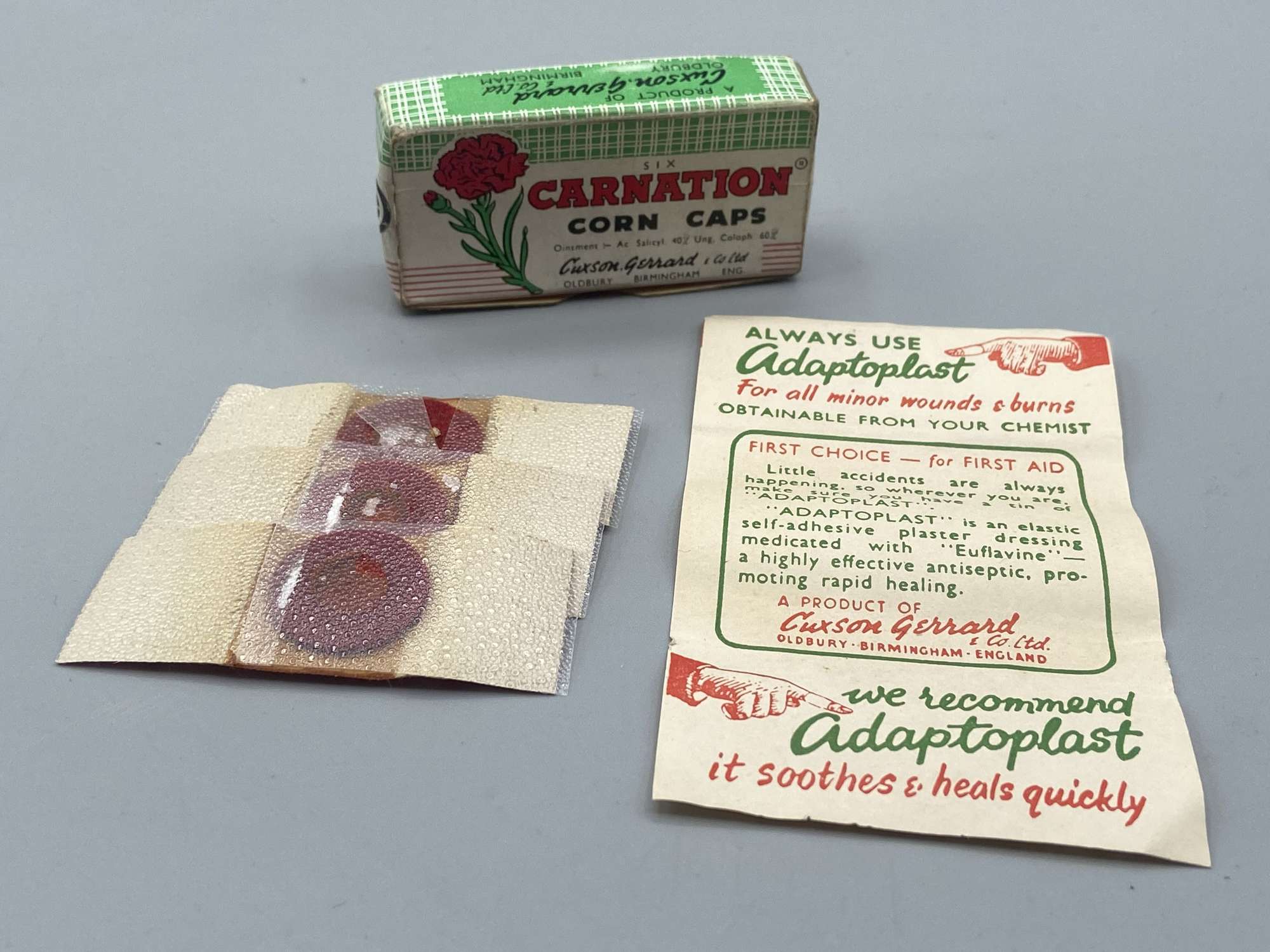 WW2 1930s Carnation Corn Caps Plasters & Contents