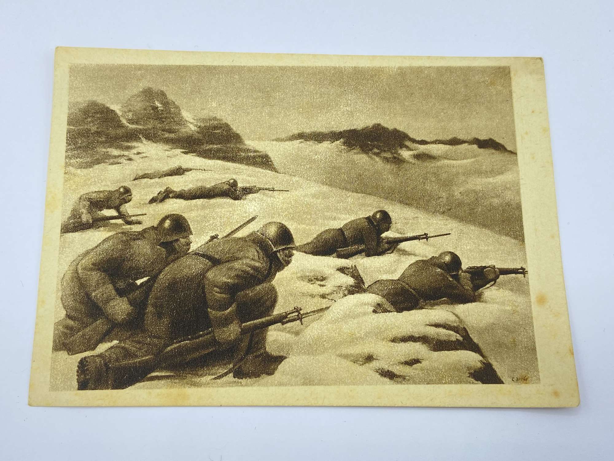 Rare WW2 Italian Army On The Attack Postcard For The Armed Services