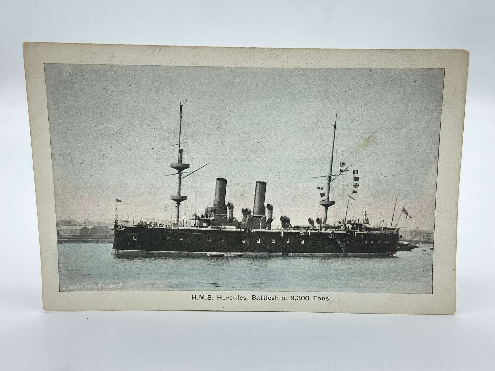 WW1 British Royal Navy HMS Hercules Central-Battery Ironclad Postcard