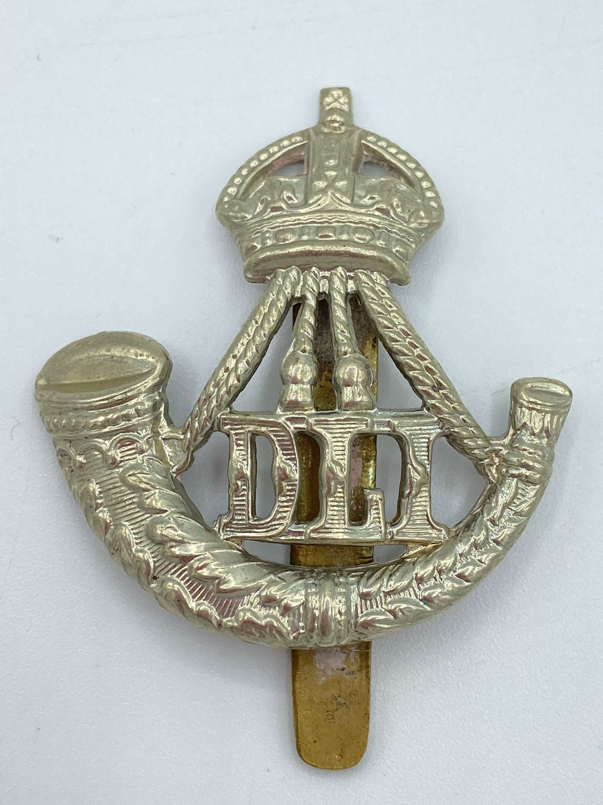 WW2 British Army Durham Light Infantry DLI Slider Cap Badge Kings Crow