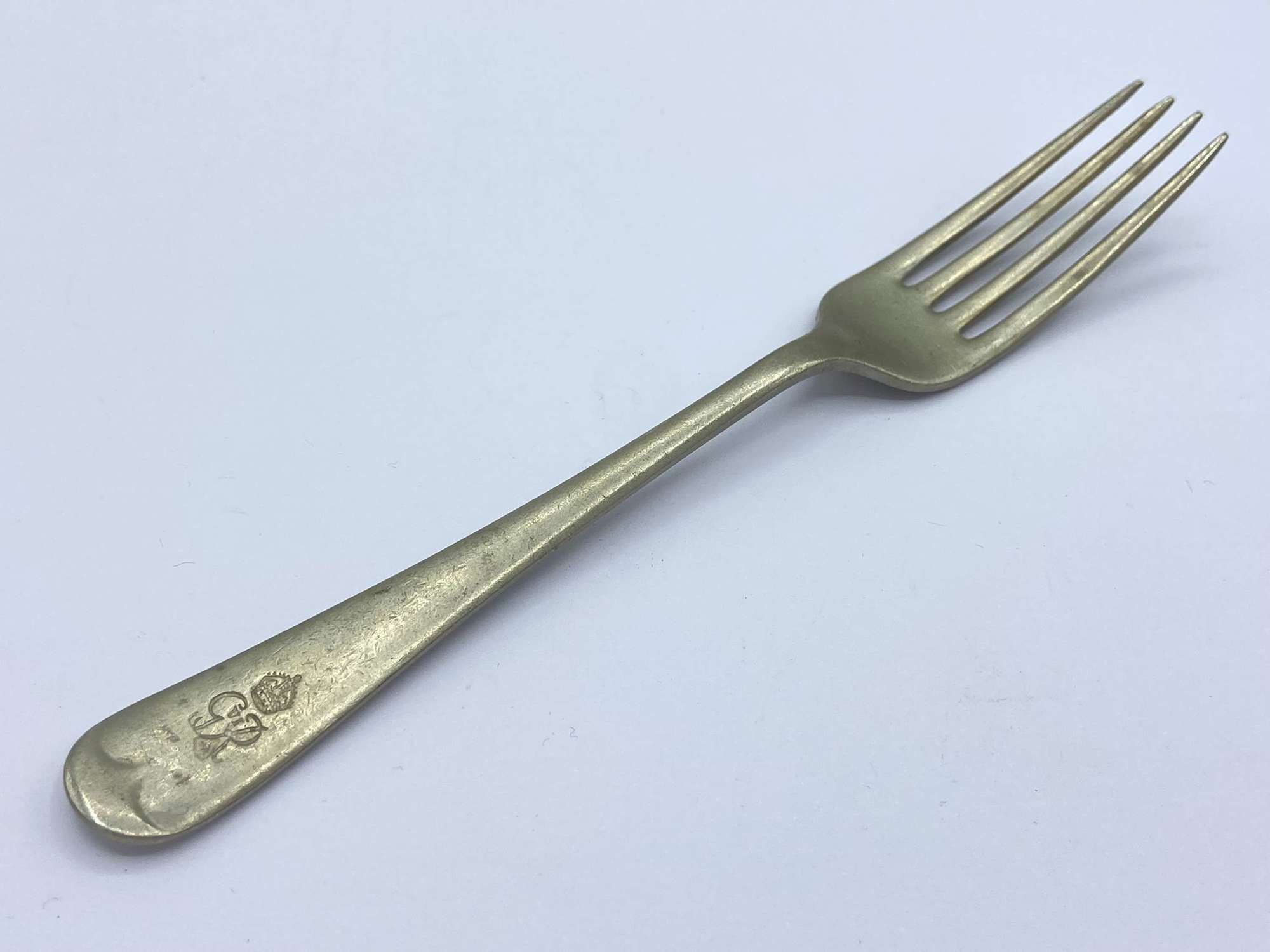 WW2 British Army Officers Royal Cypher Of King George VI Marked Fork