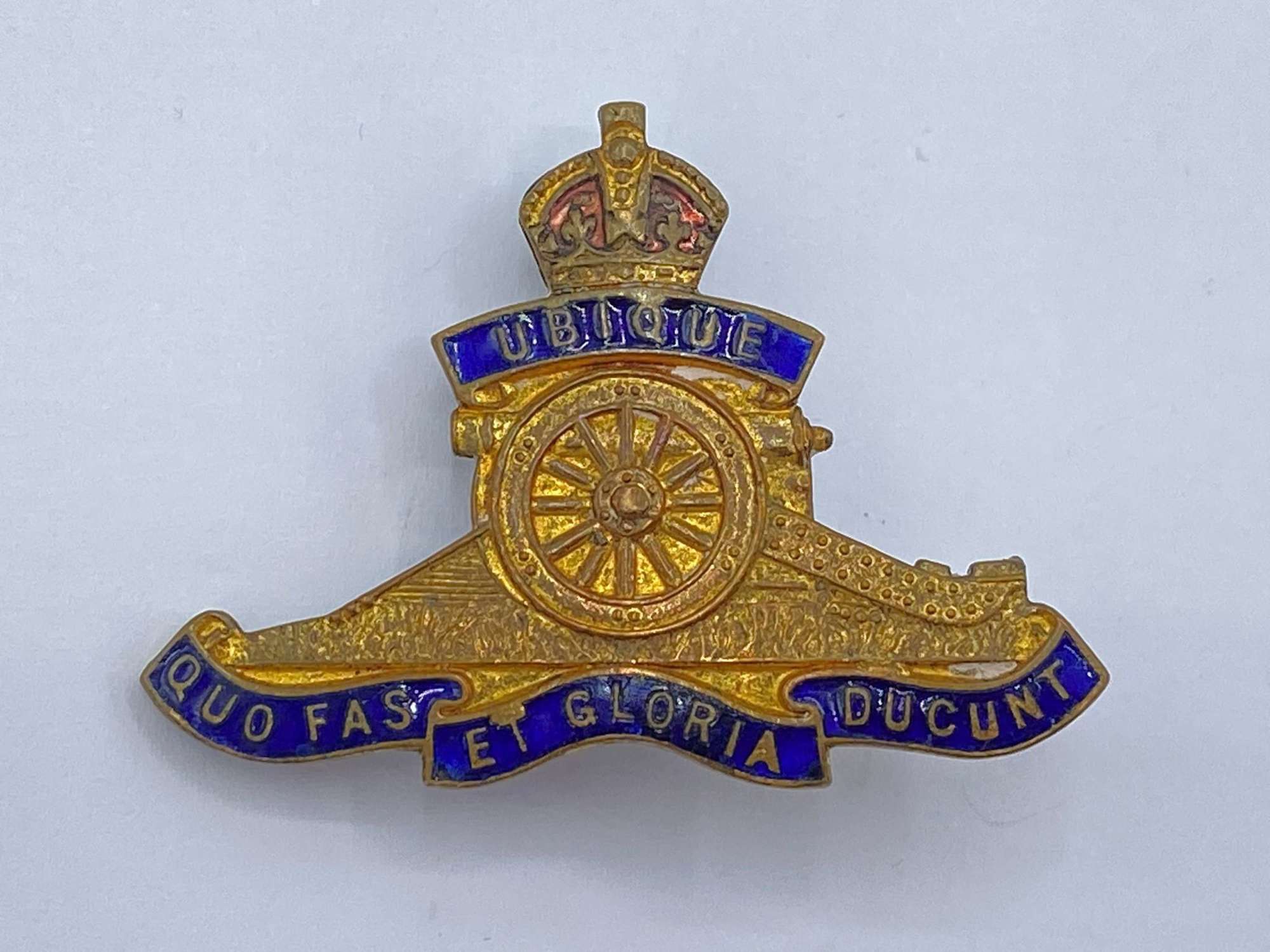 WW1 British Royal Artillery Sweetheart Enamel & Brass Brooch Badge