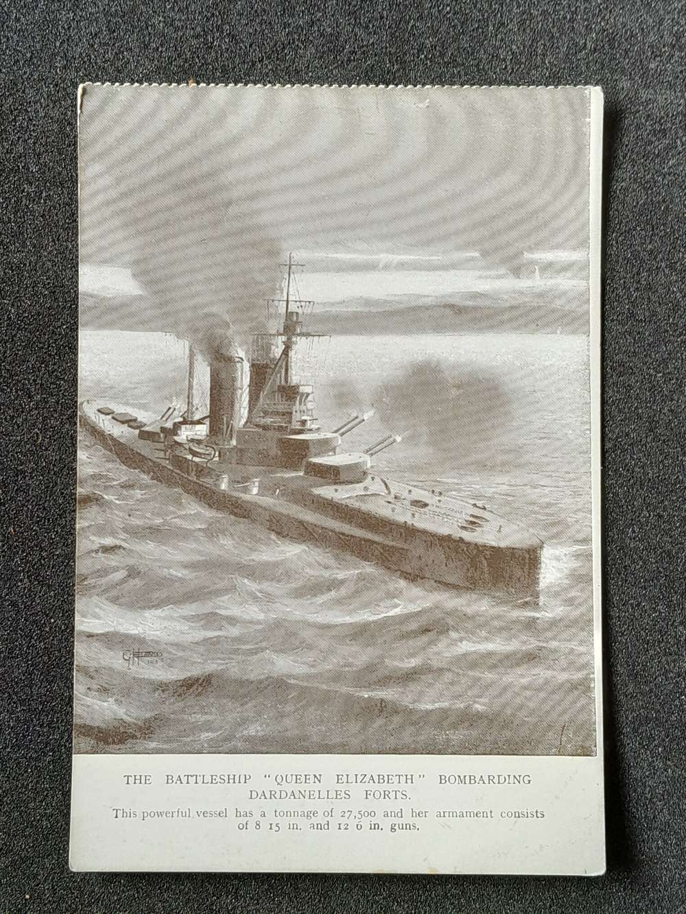 Queen Elizabeth  Bombarding Dardanelles Forts